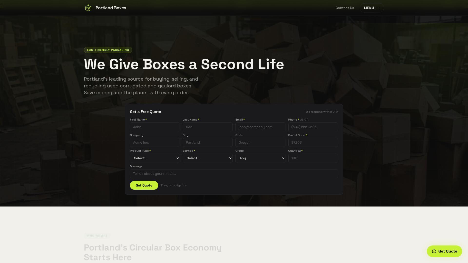 website screenshot of https://portlandboxes.com/