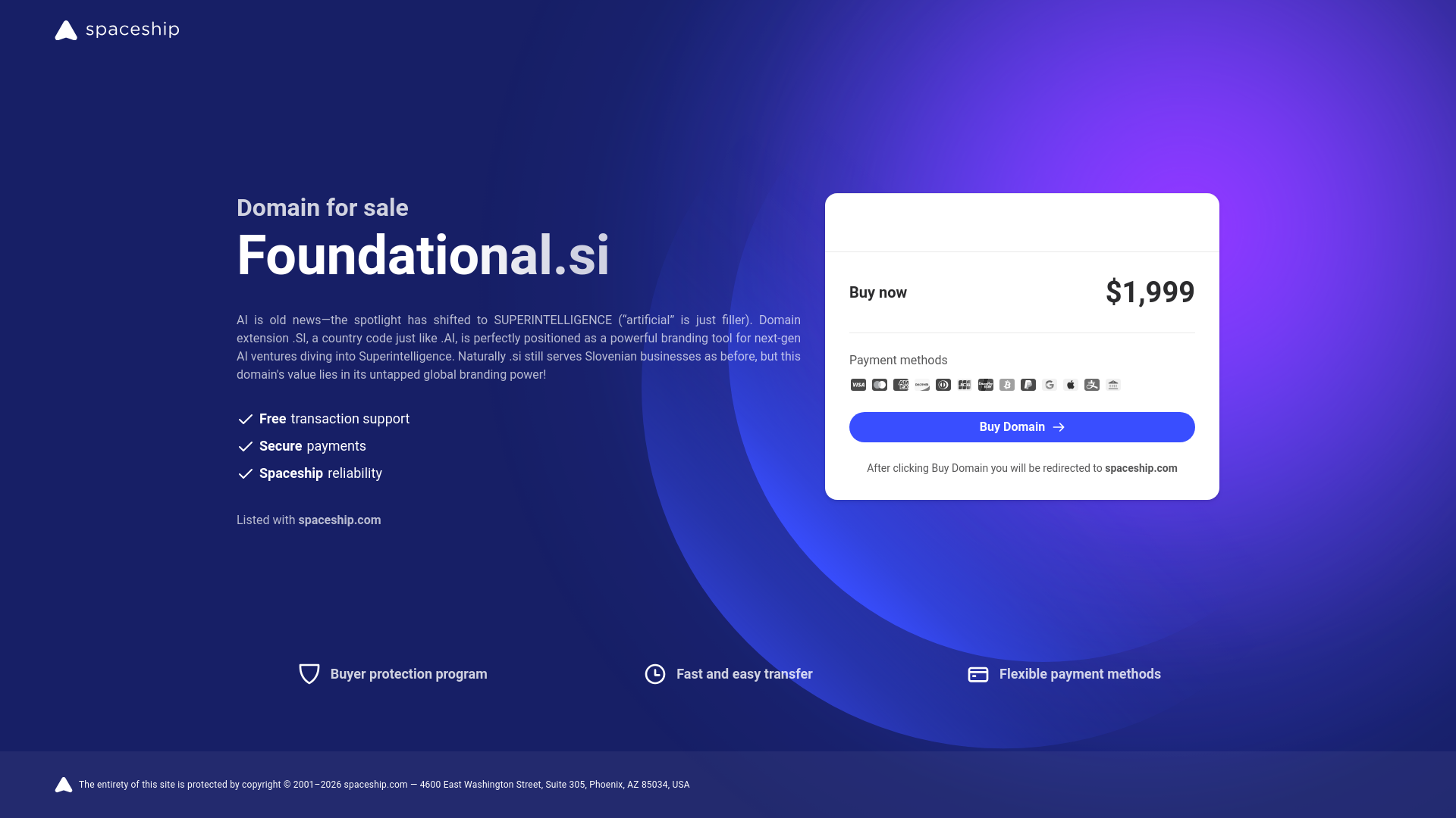 website screenshot of https://foundational.si/