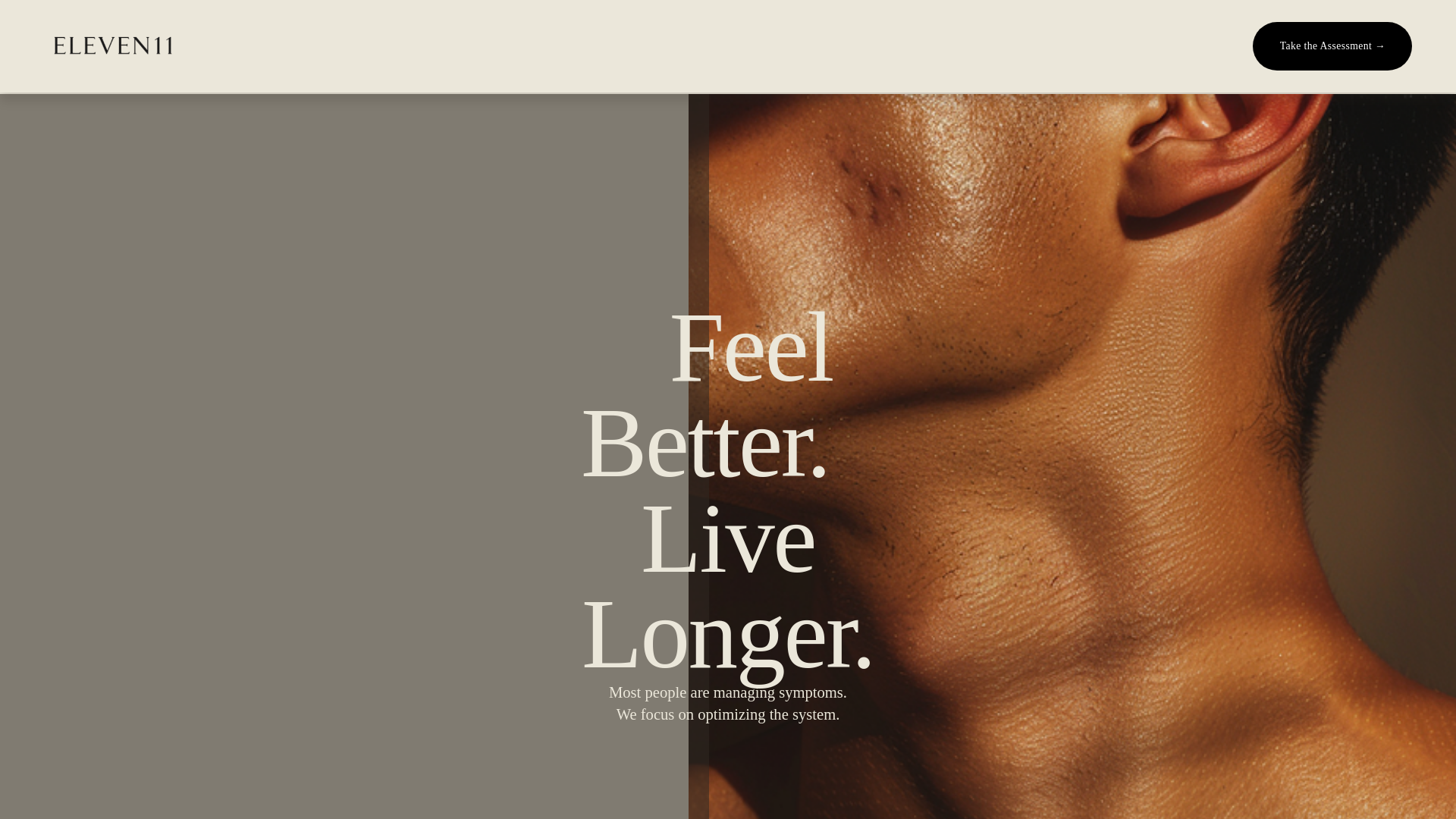 website screenshot of https://eleven11.health/