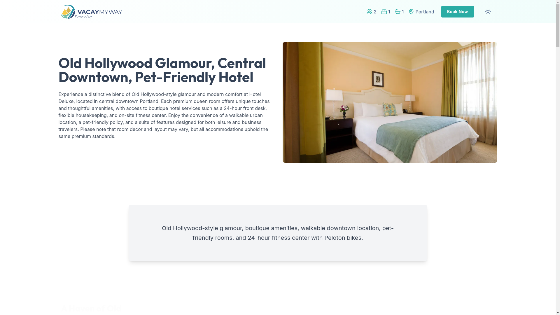 website screenshot of https://romanceportland.vacations/