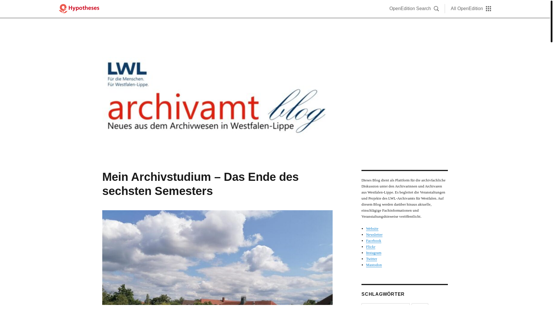 website screenshot of https://archivamt.hypotheses.org/