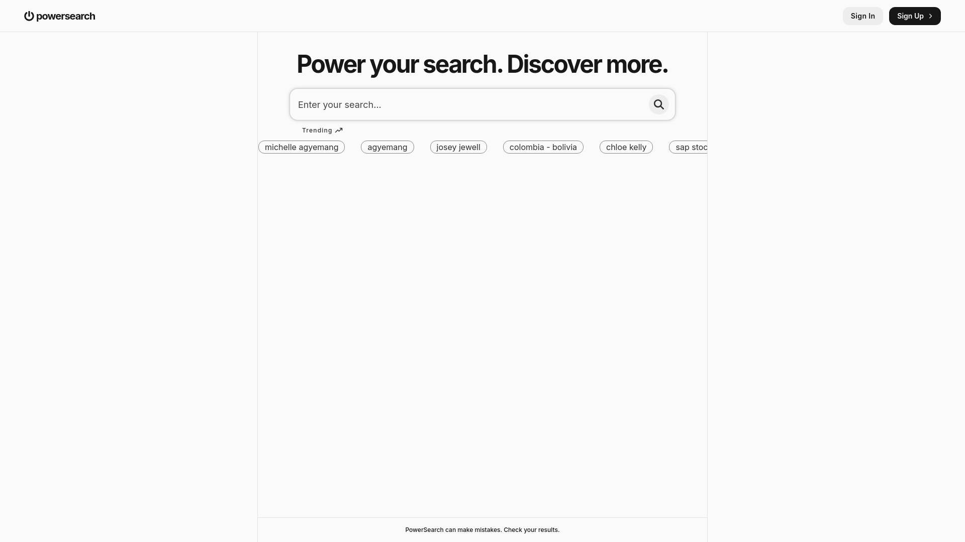 website screenshot of https://powersearchai.com/