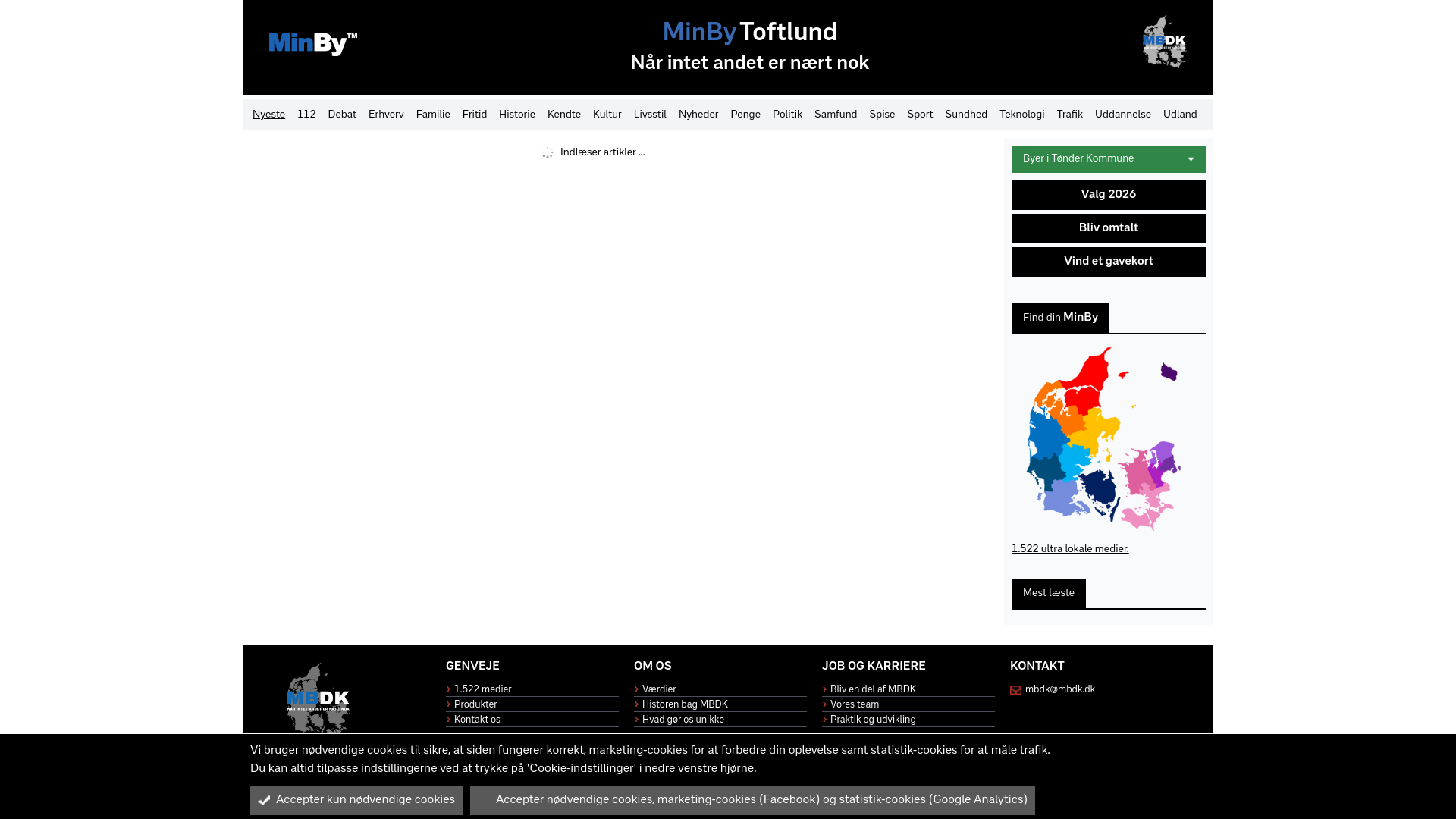 website screenshot of https://minbytoftlund.dk
