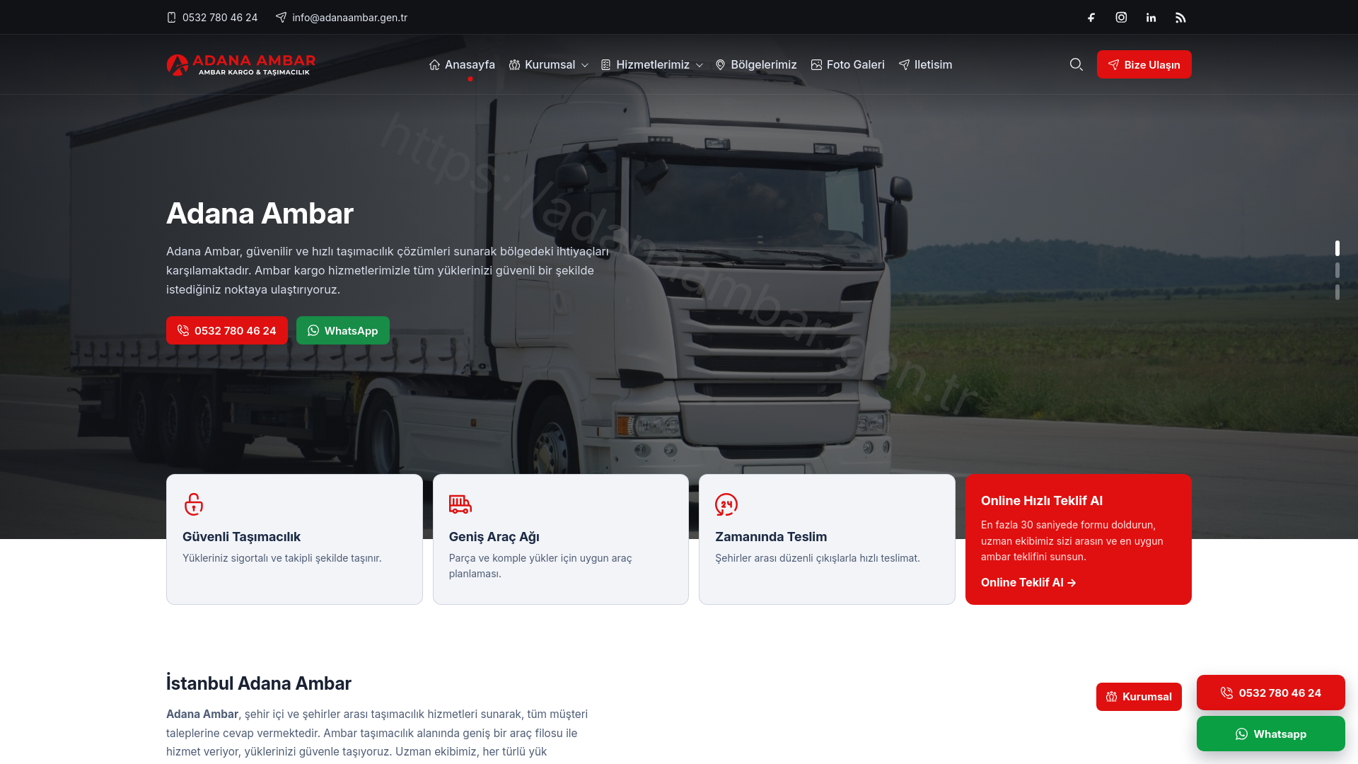 website screenshot of https://adanaambar.gen.tr/