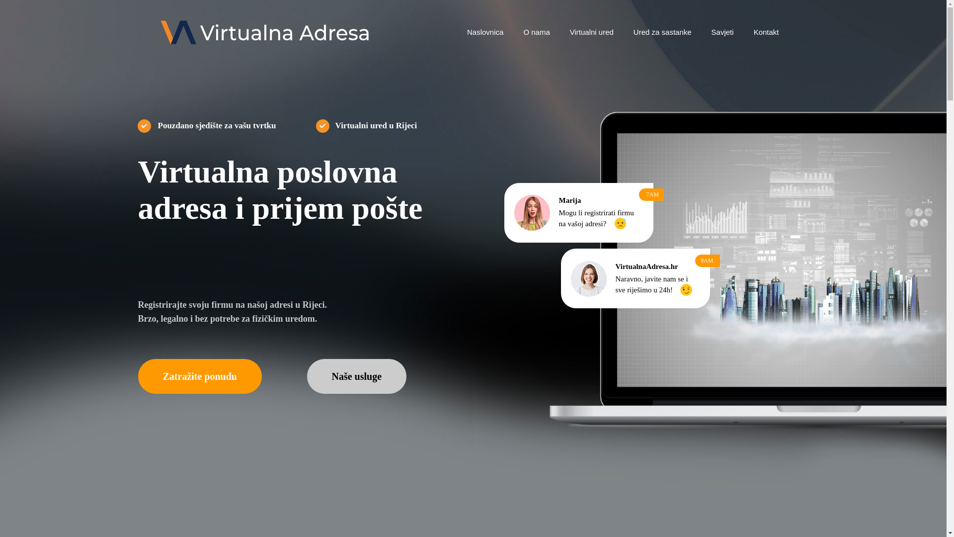 website screenshot of https://virtualnaadresa.hr/