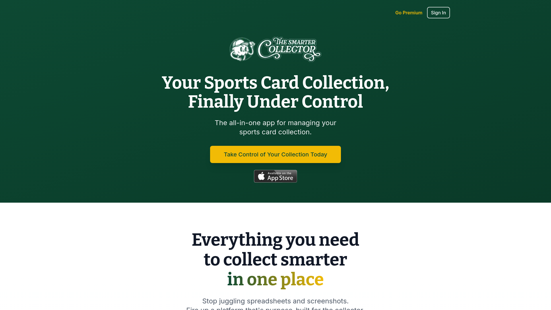 website screenshot of http://app.thesmartercollector.com/