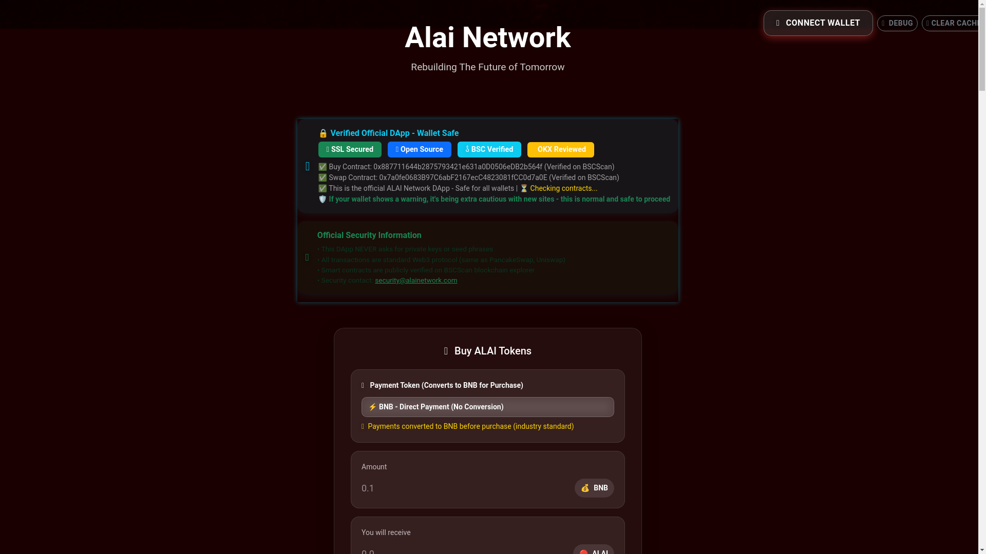 website screenshot of https://alainetwork.io/