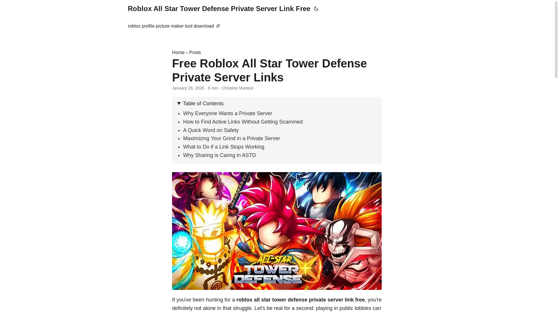 website screenshot of https://roblox-all-star-tower-defense-private-server-link-free.pages.dev/