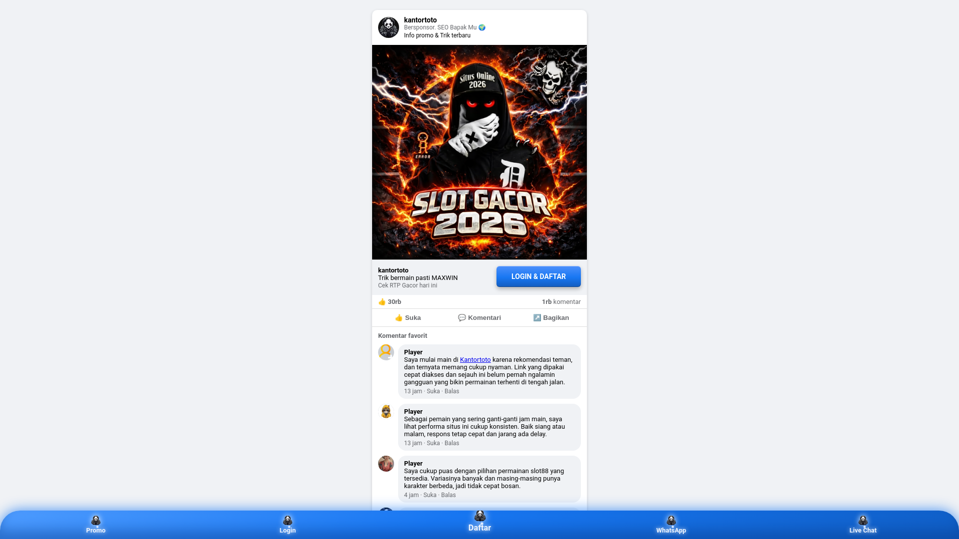 website screenshot of https://kantortoto-login.pages.dev/