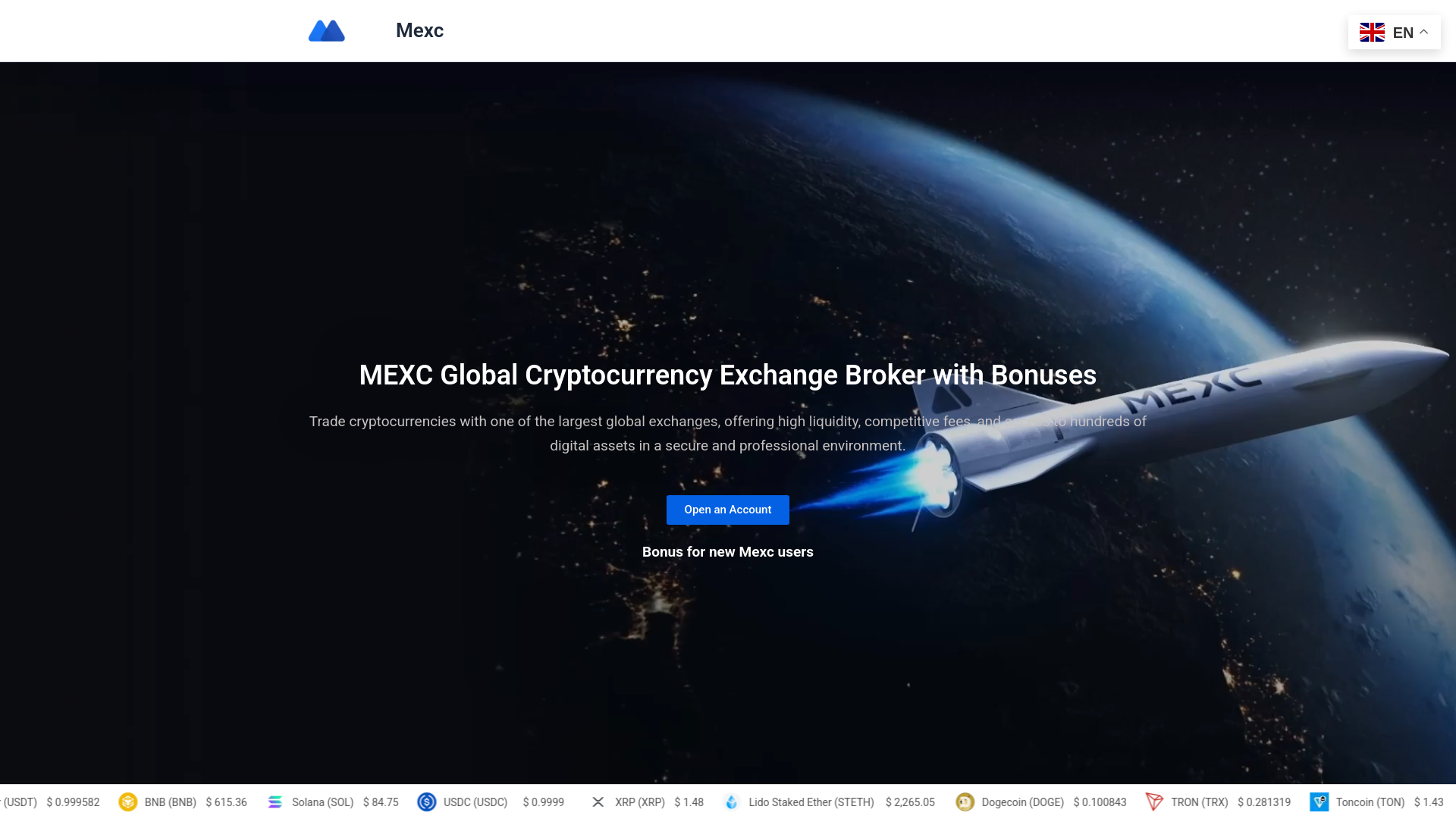 website screenshot of https://mexc.com.br/