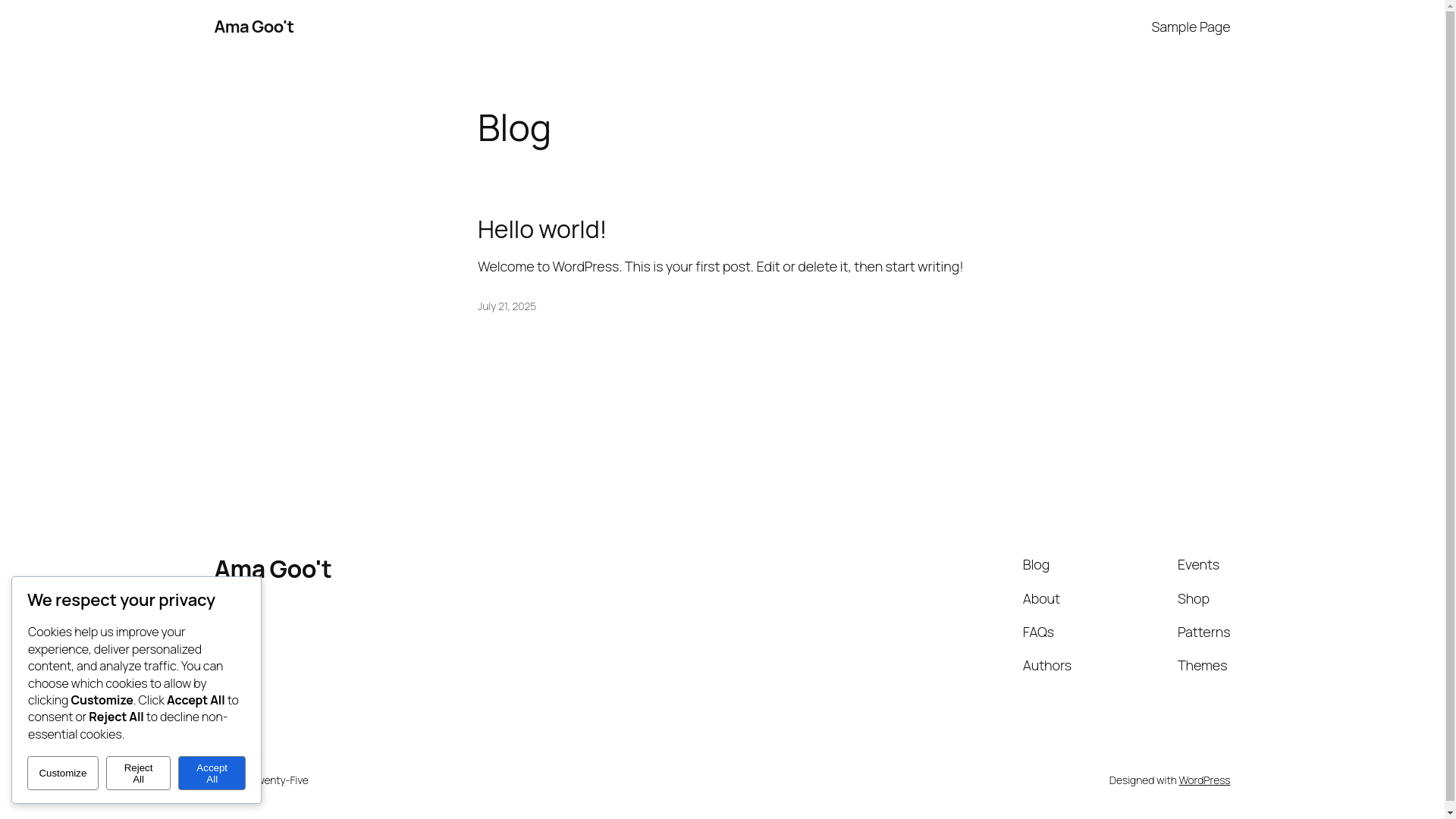 website screenshot of https://amagoot.ca/