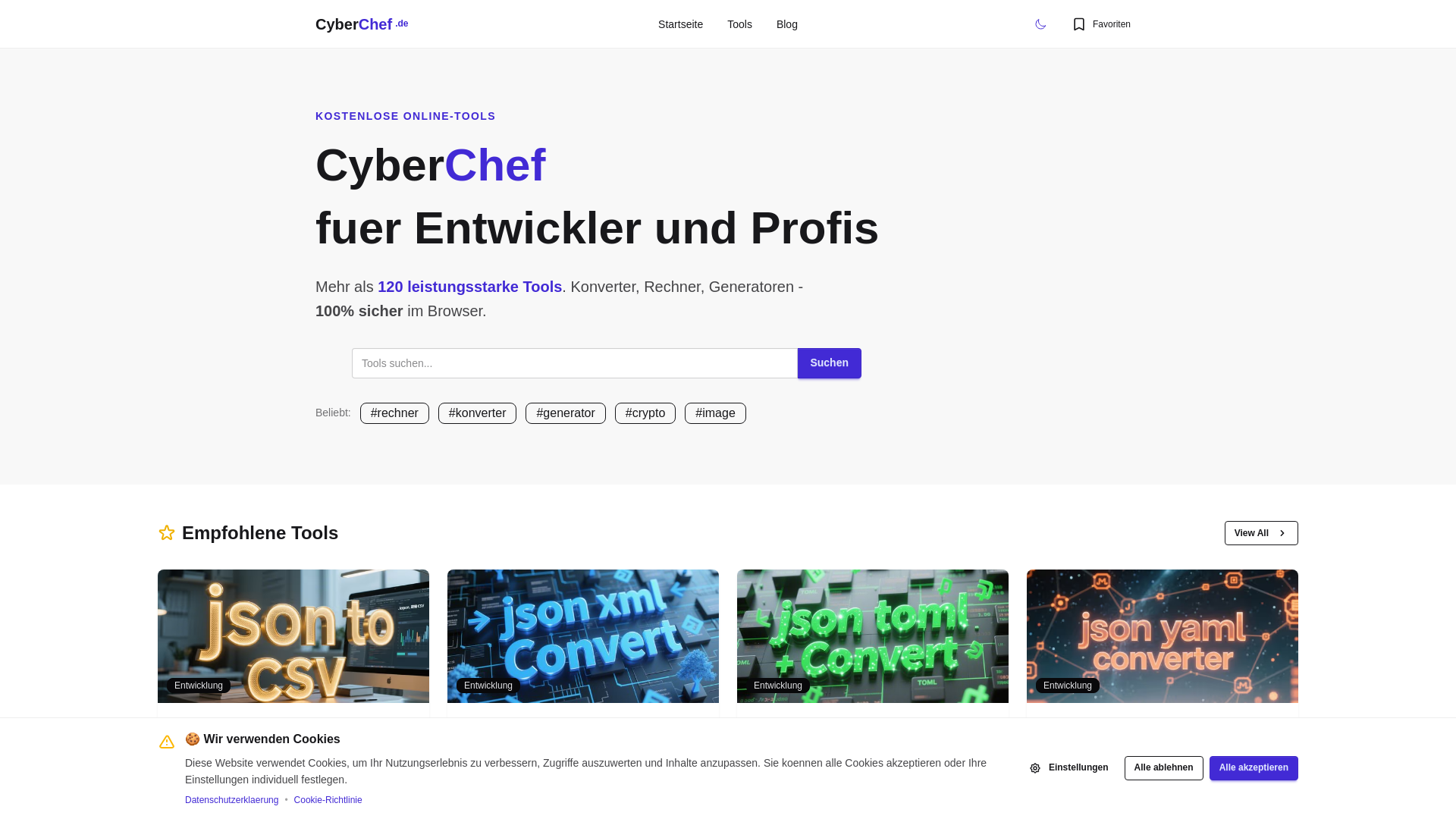 website screenshot of https://cyberchef-de.pages.dev/