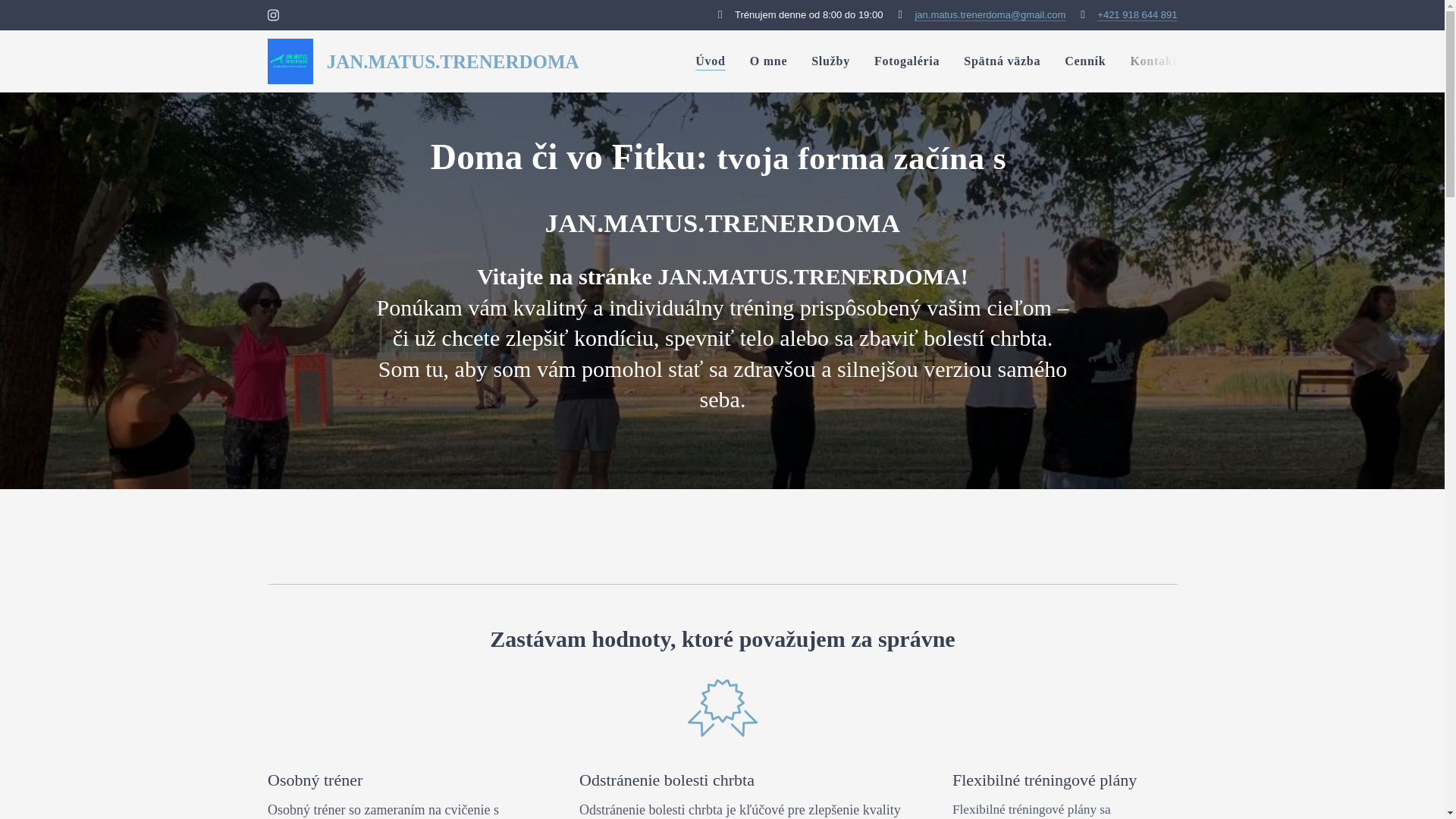 website screenshot of https://jan-matus-trenerdoma.sk/