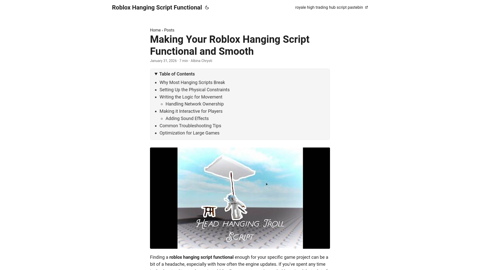 website screenshot of https://roblox-hanging-script-functional.pages.dev/