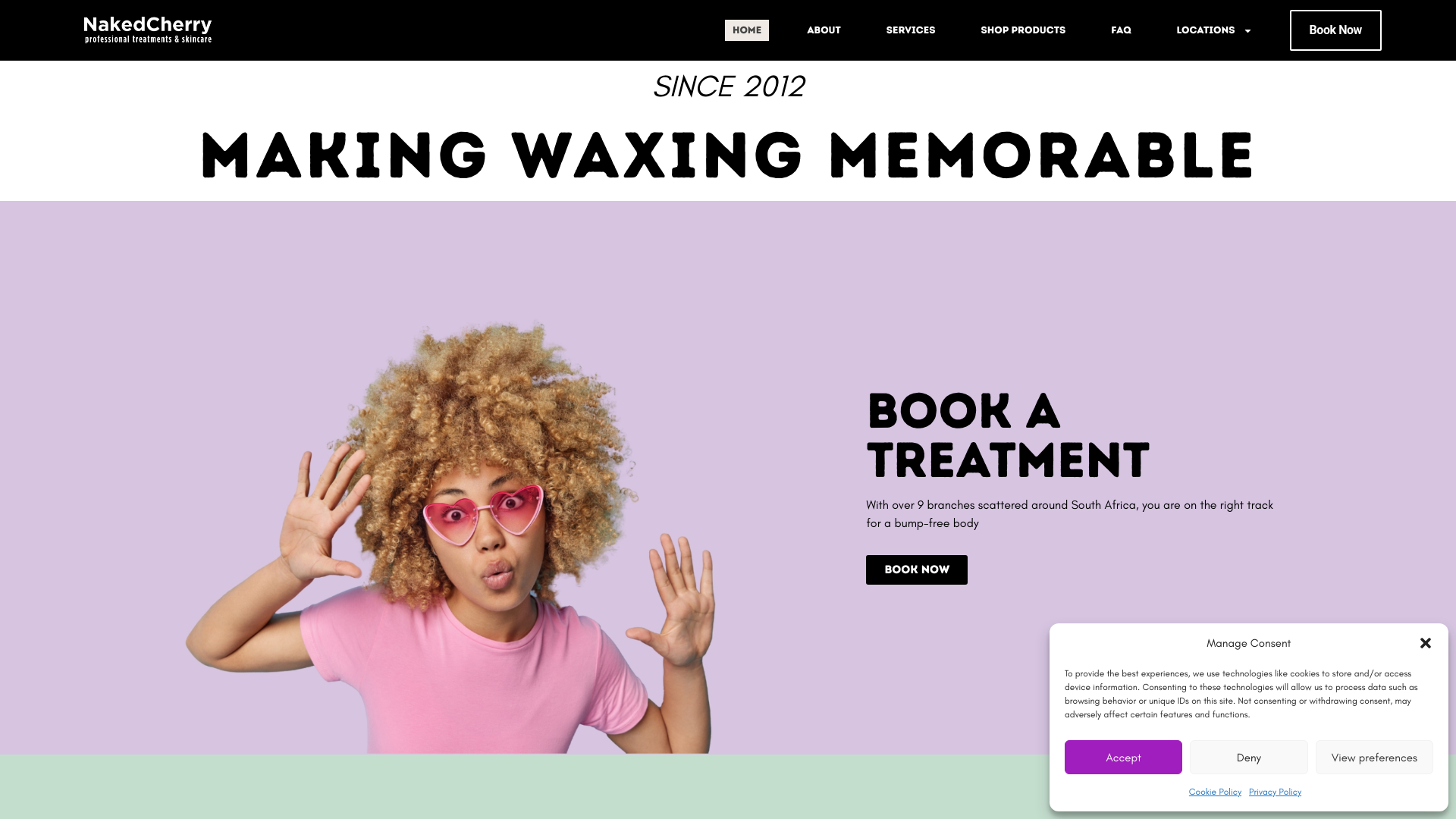 website screenshot of https://nakedcherry.co.za