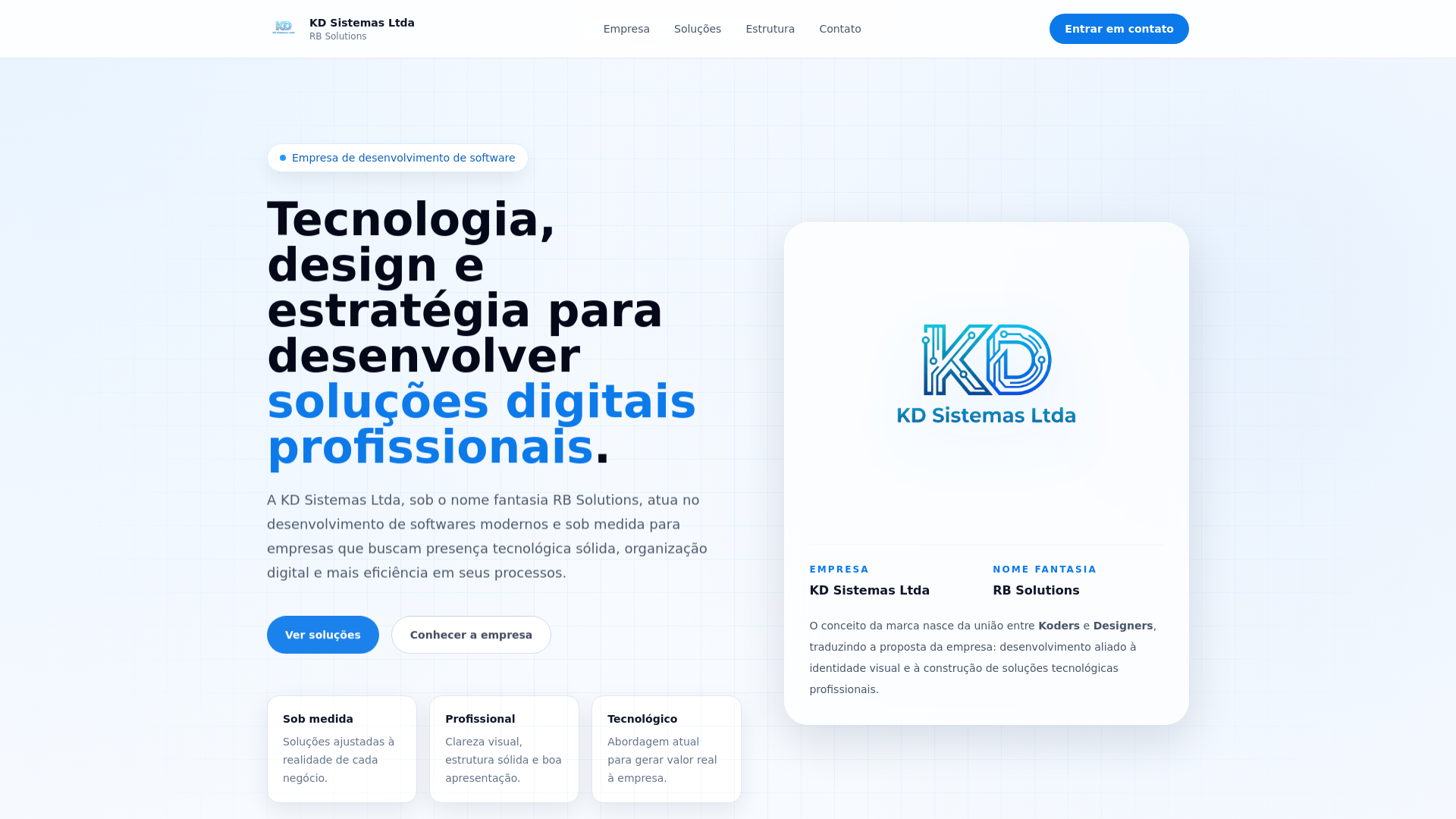 website screenshot of https://kdsistemas.com.br/