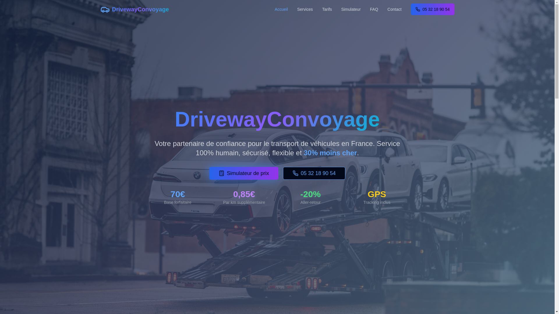 website screenshot of https://drivewayconvoyage.com/