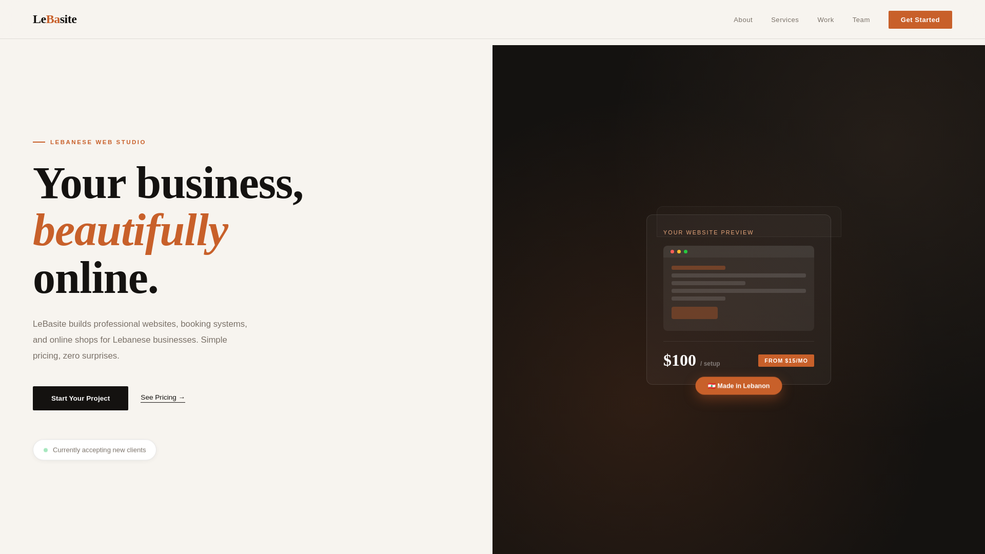website screenshot of https://lebasite.com