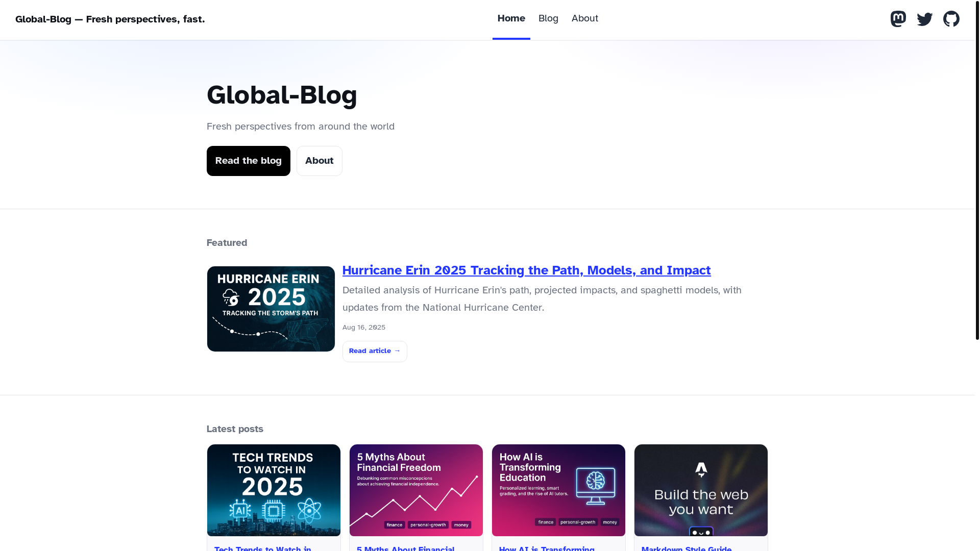 website screenshot of https://global-blog-frontend.pages.dev/