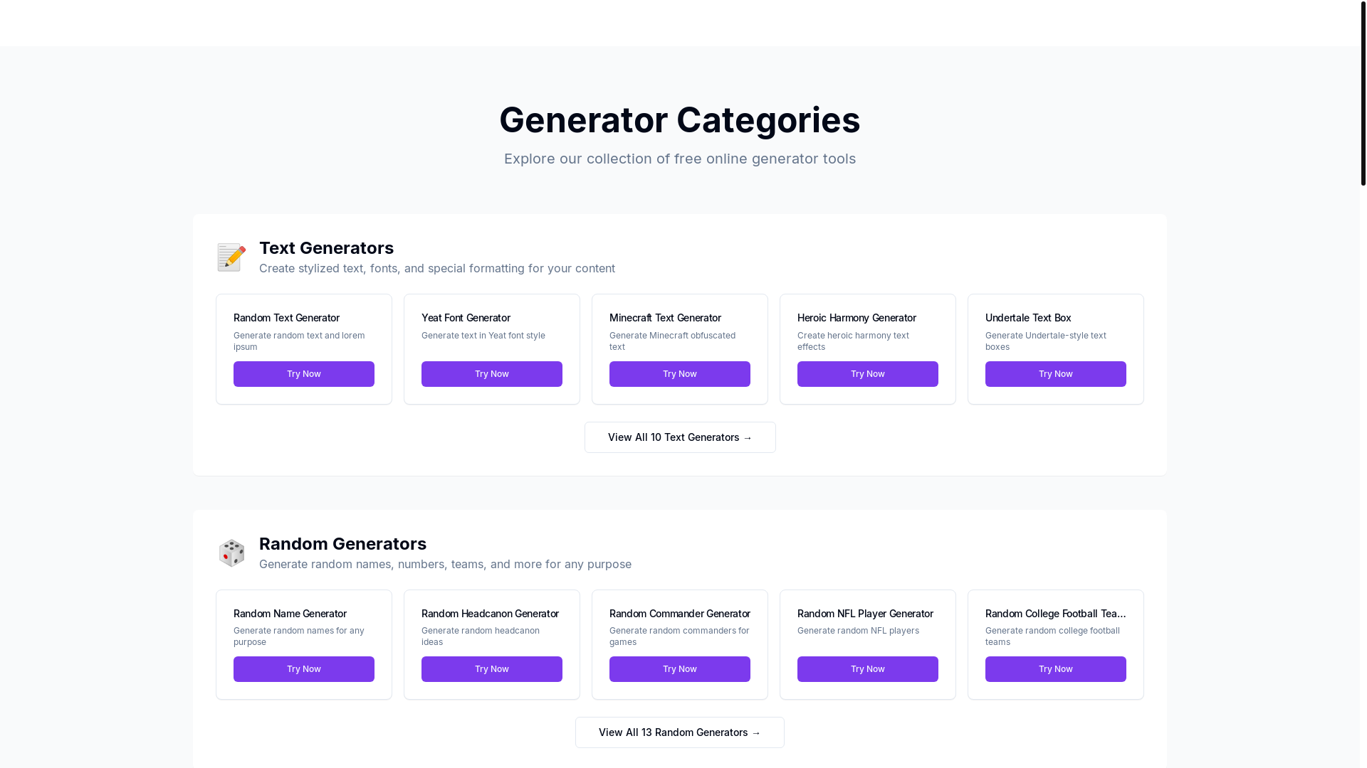 website screenshot of https://generatorany.pages.dev/
