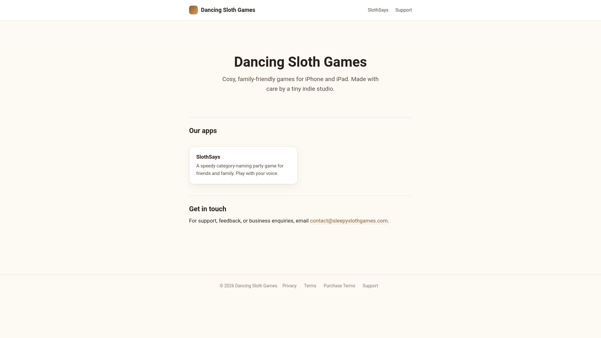 website screenshot of https://sleepyslothapp.com/