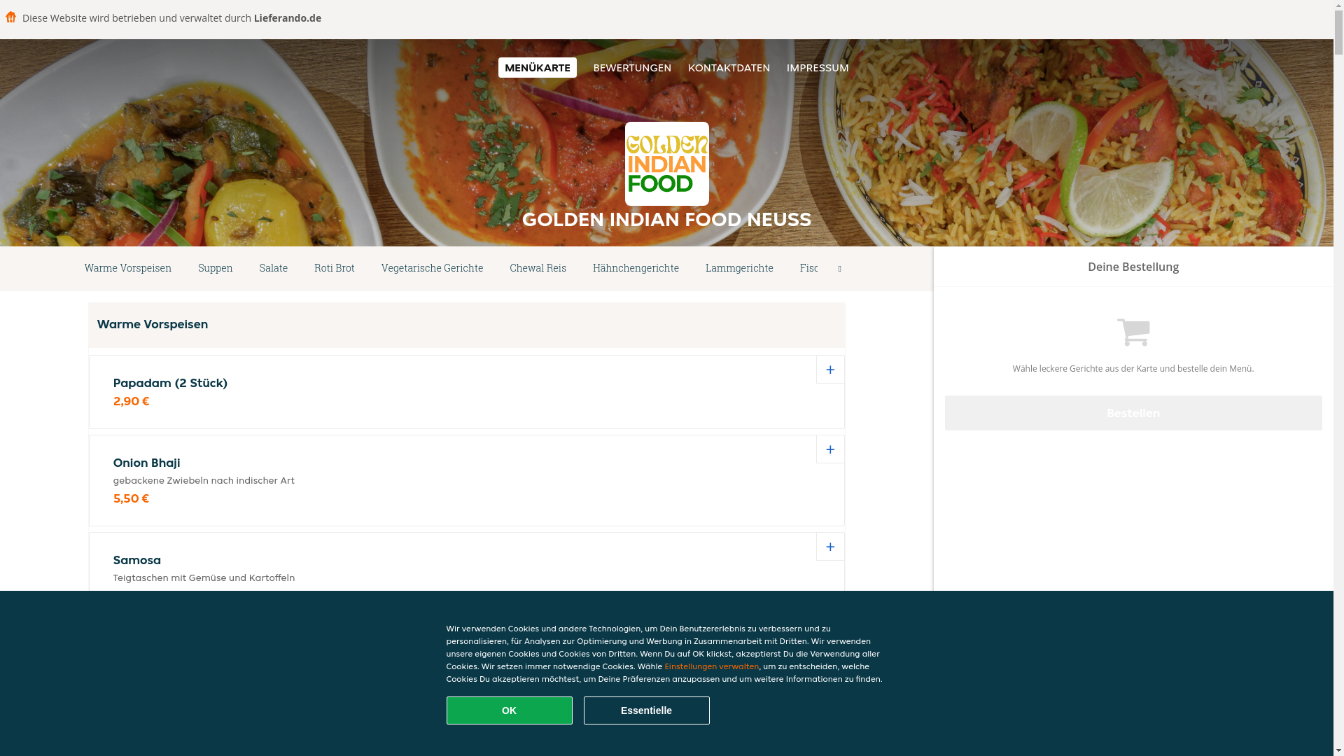 website screenshot of https://goldenindianfood-neuss.de/