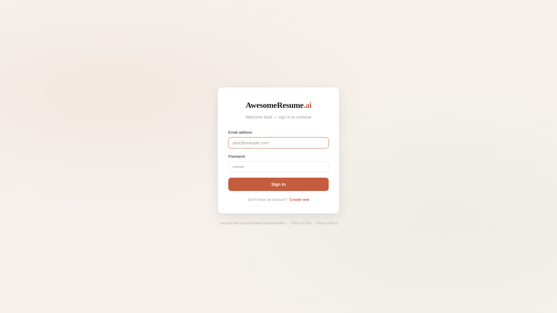 website screenshot of https://awesomeresume.ai