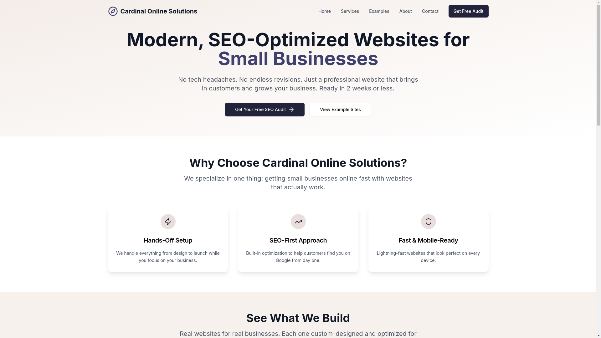 website screenshot of https://cardinalonlinesolutions.com/