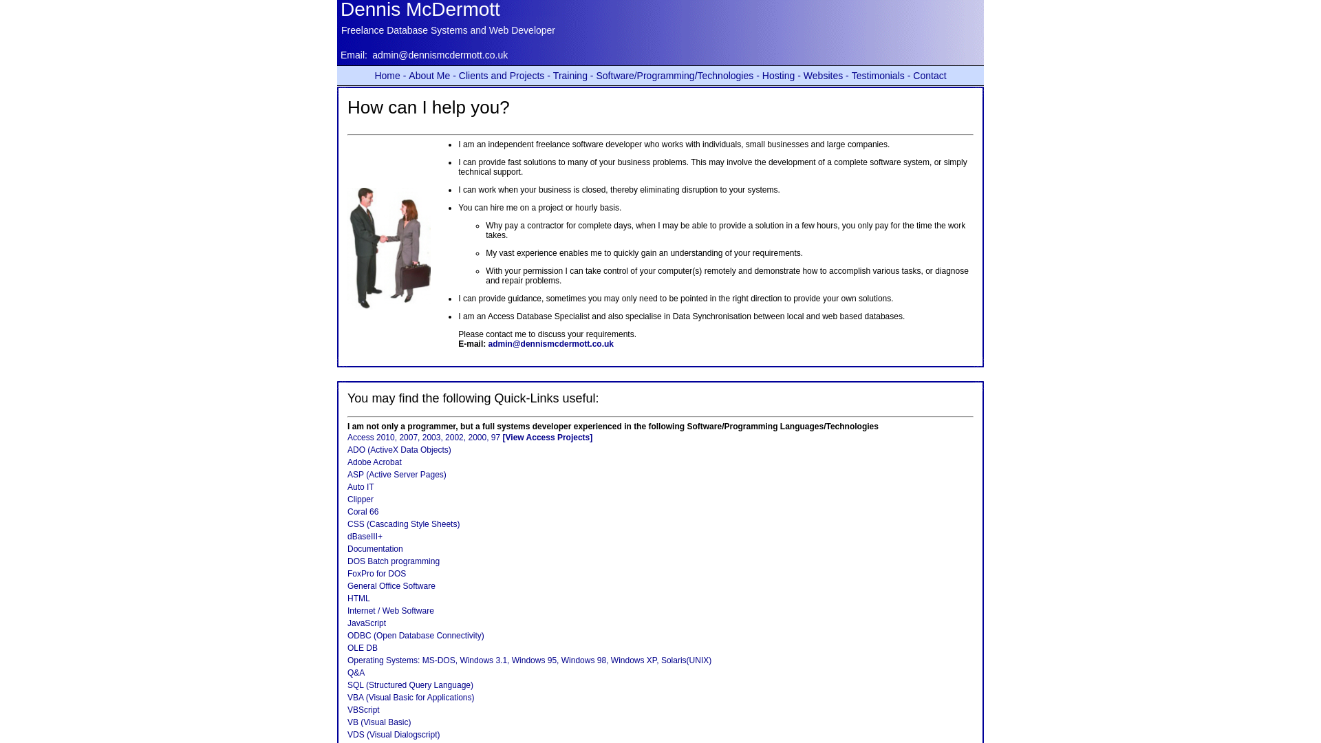 website screenshot of https://dennismcdermott.co.uk