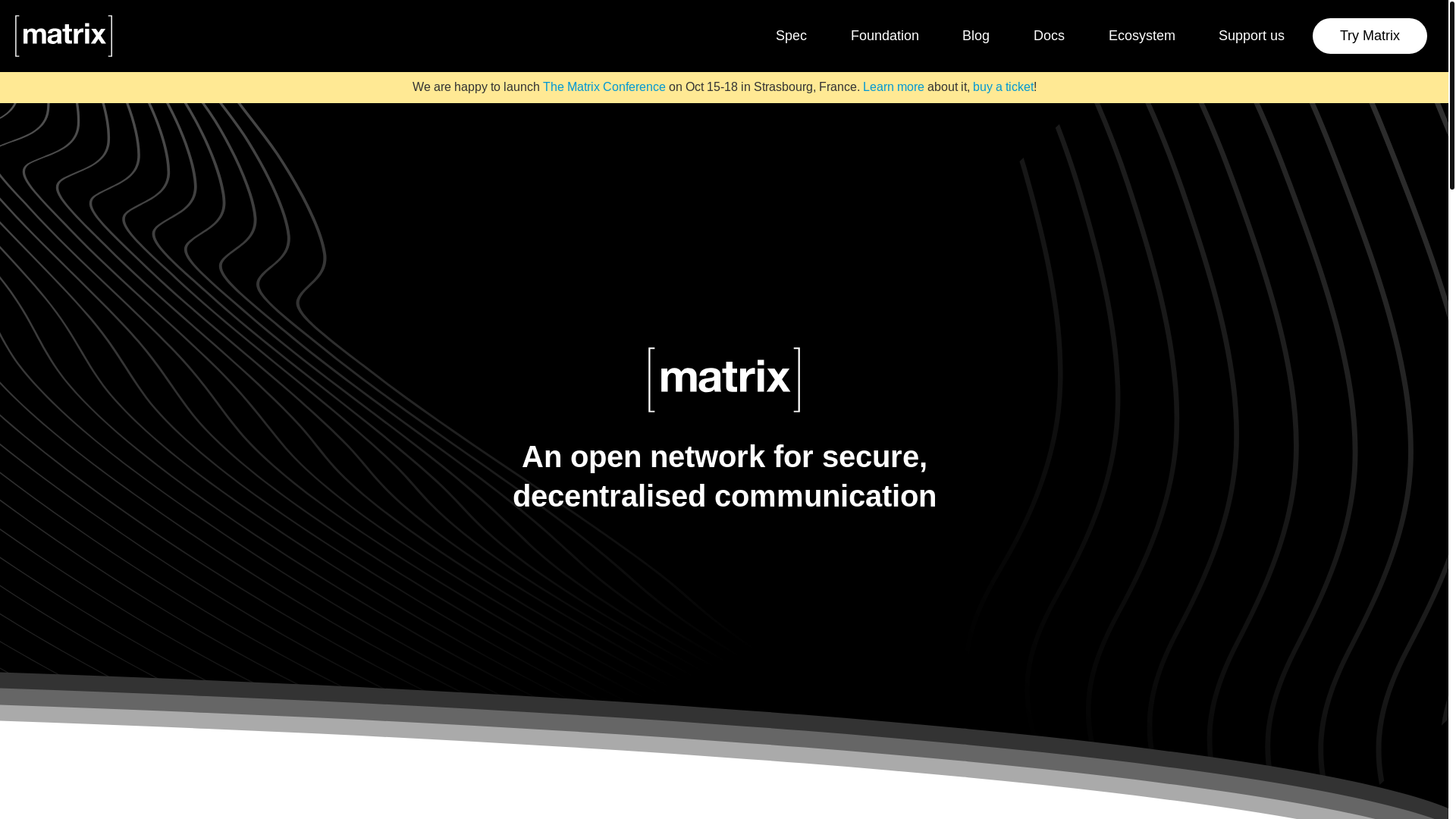 website screenshot of https://matrix.org
