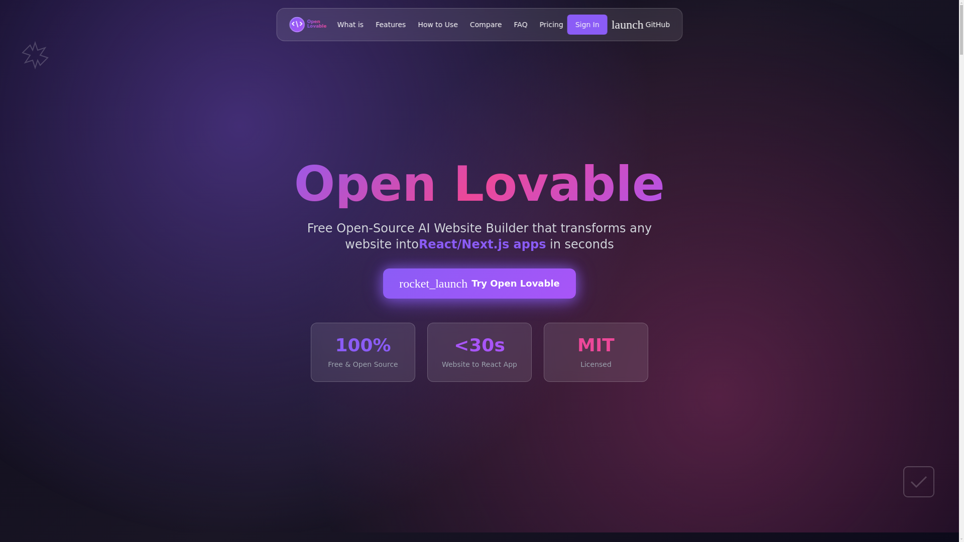 website screenshot of https://open-lovable.pages.dev/