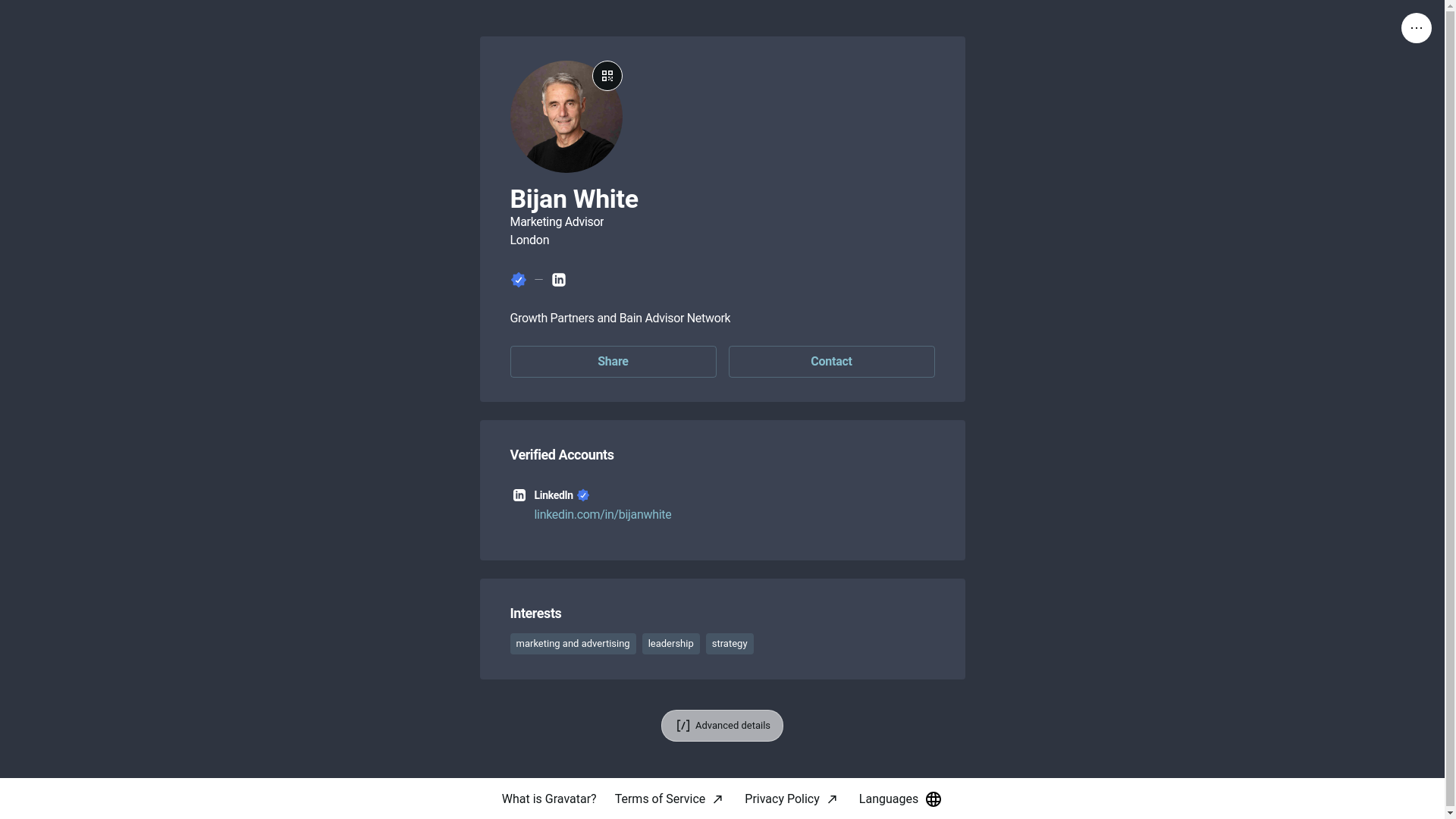 website screenshot of https://bijanwhite.link/