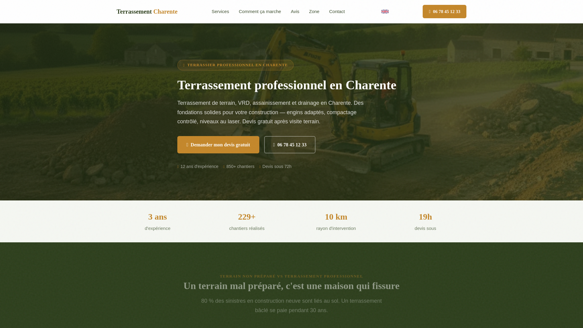 website screenshot of https://terrassier-charente.fr