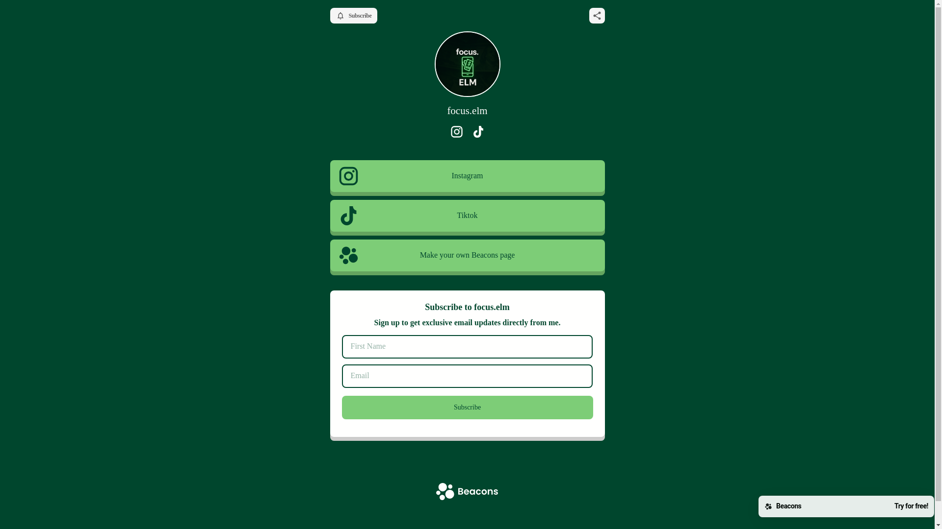 website screenshot of https://focuselm.store/
