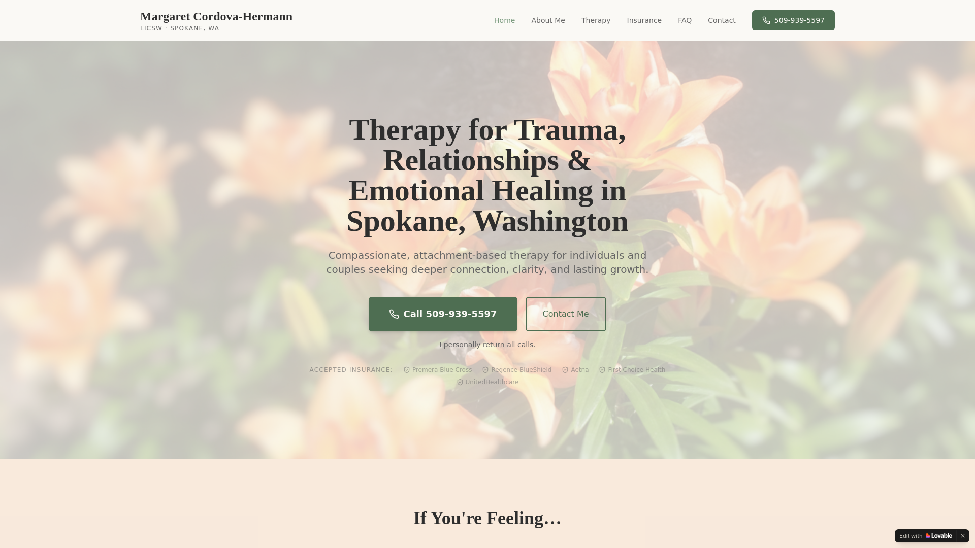 website screenshot of https://margaretcordova-hermanntherapy.com/