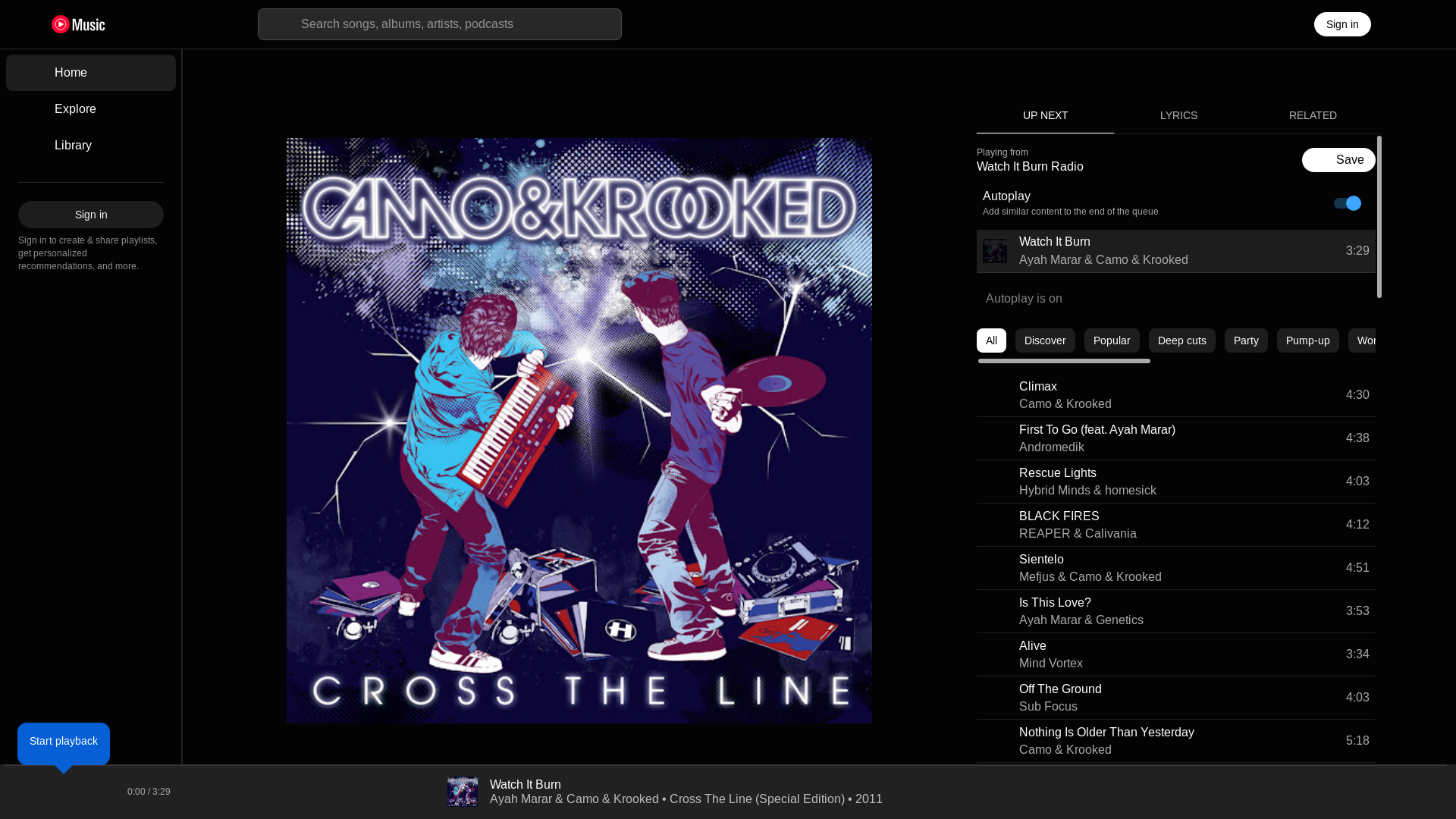website screenshot of https://music.youtube.com/watch?v=N93Un9Gw064&si=701QUelaU55nbzis