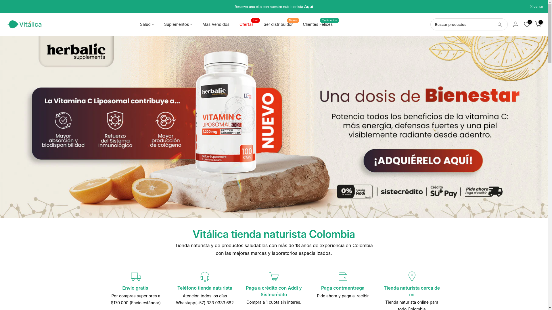 website screenshot of https://tiendavitalica.com/