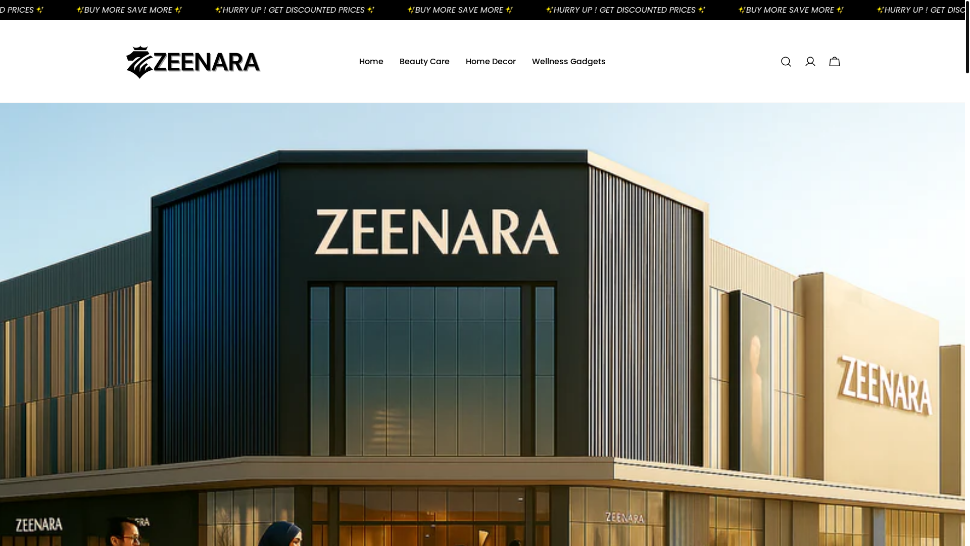website screenshot of https://zeenara.store/