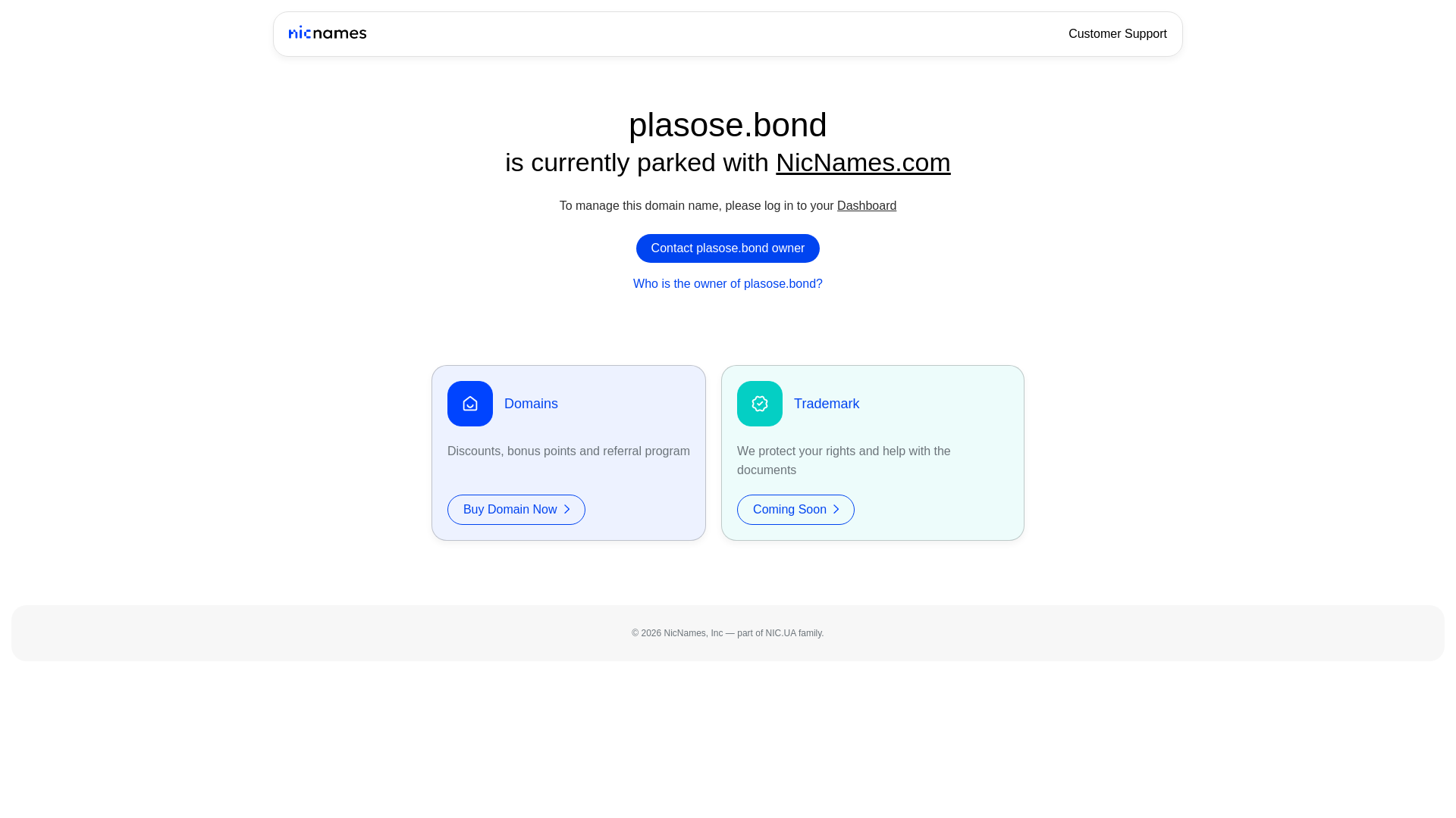 website screenshot of https://plasose.bond/