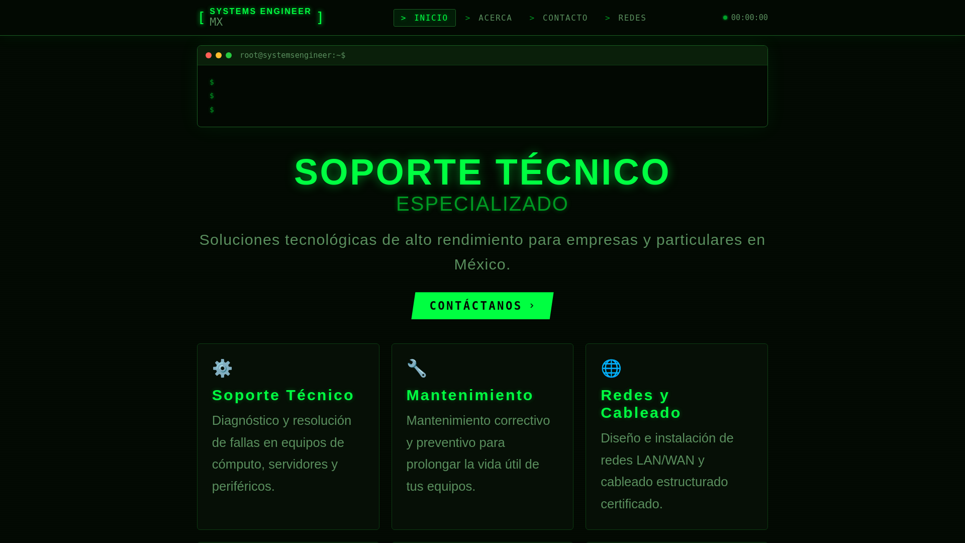 website screenshot of https://systemsengineermx.com/