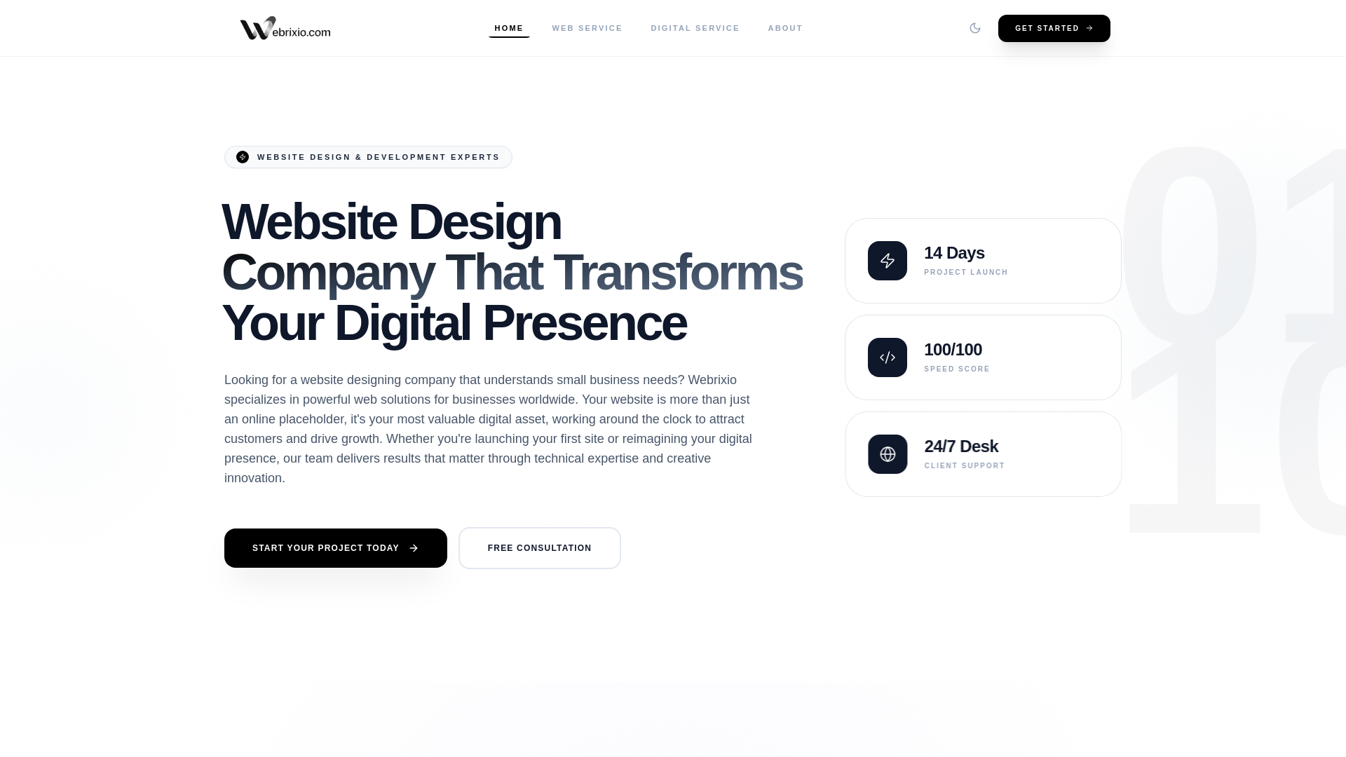 website screenshot of https://webrixio.pages.dev/