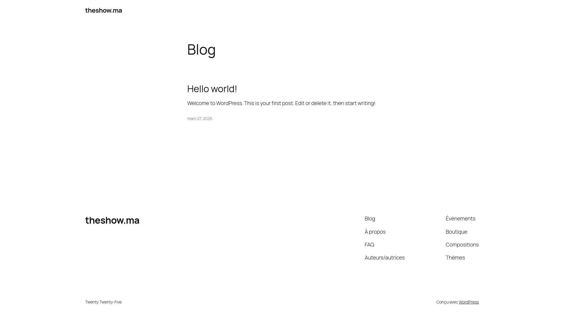 website screenshot of https://theshow.ma