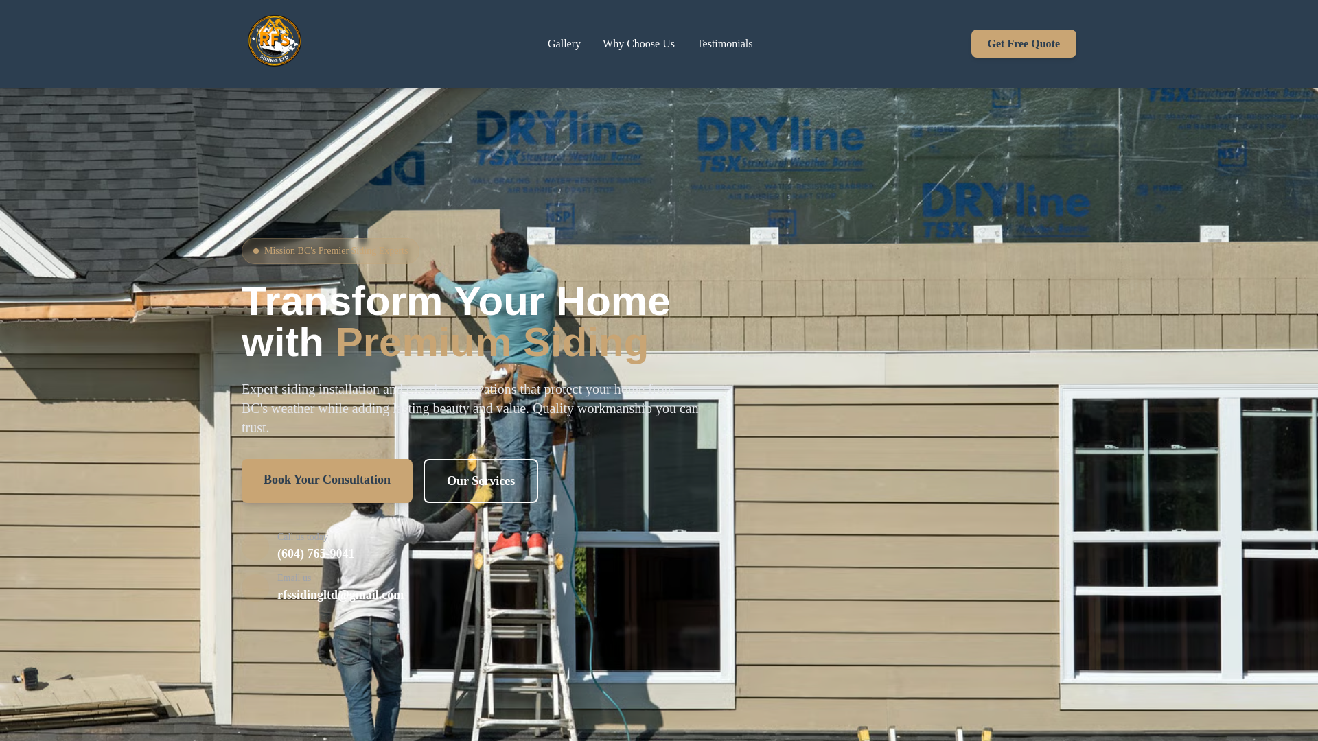website screenshot of https://rfssidingltd.com/