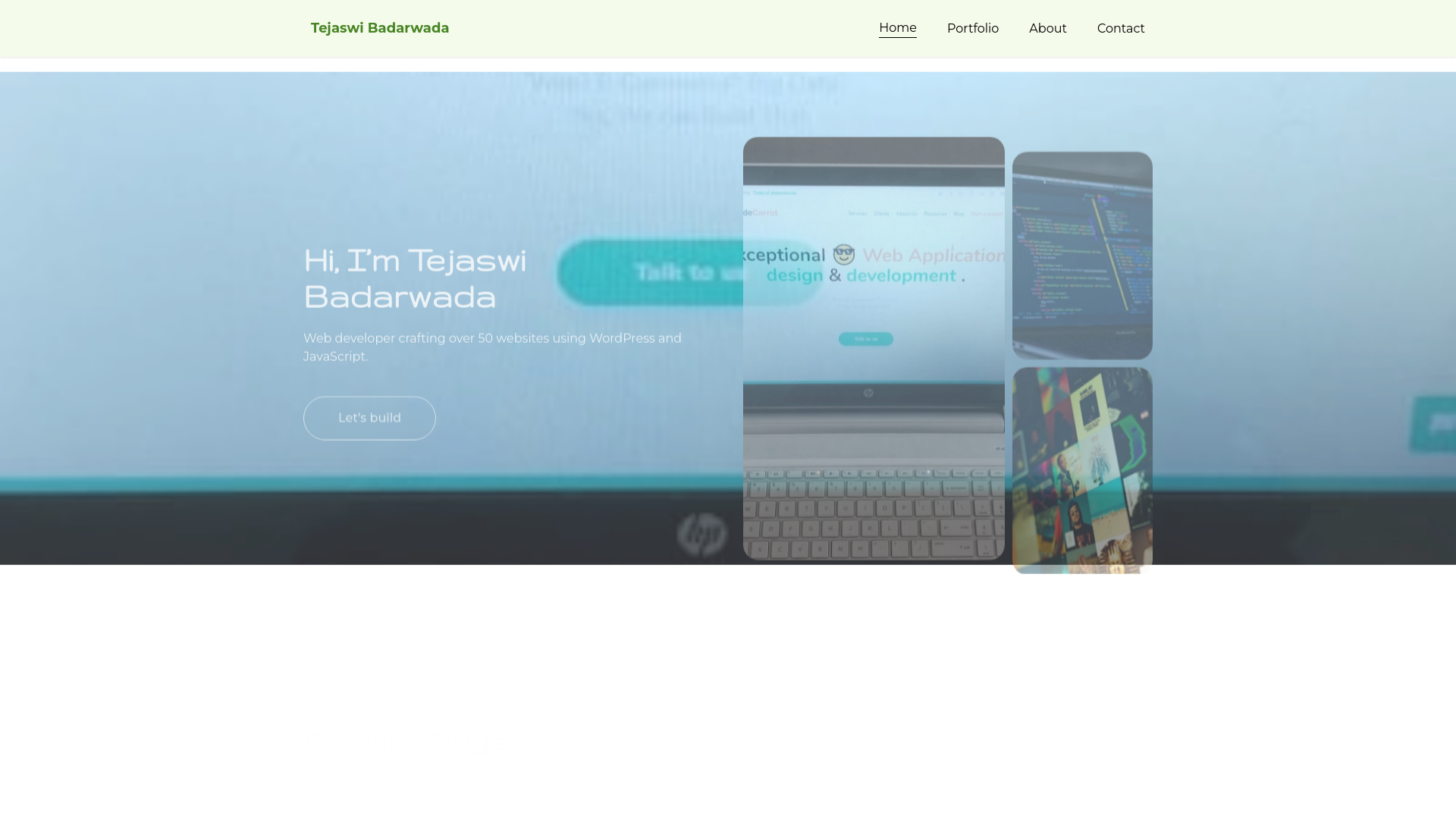 website screenshot of https://tejaswibadarawada.in