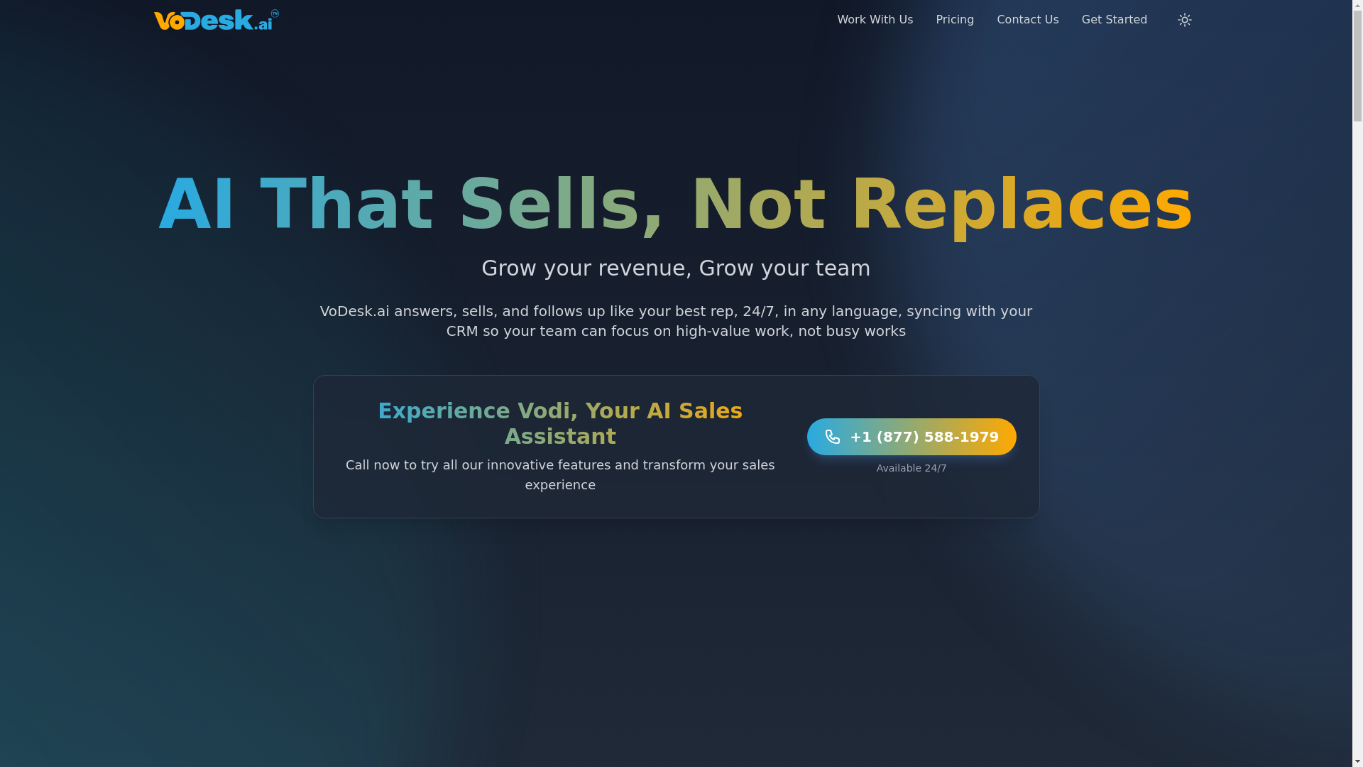 website screenshot of https://vodesk-landing-page.pages.dev/