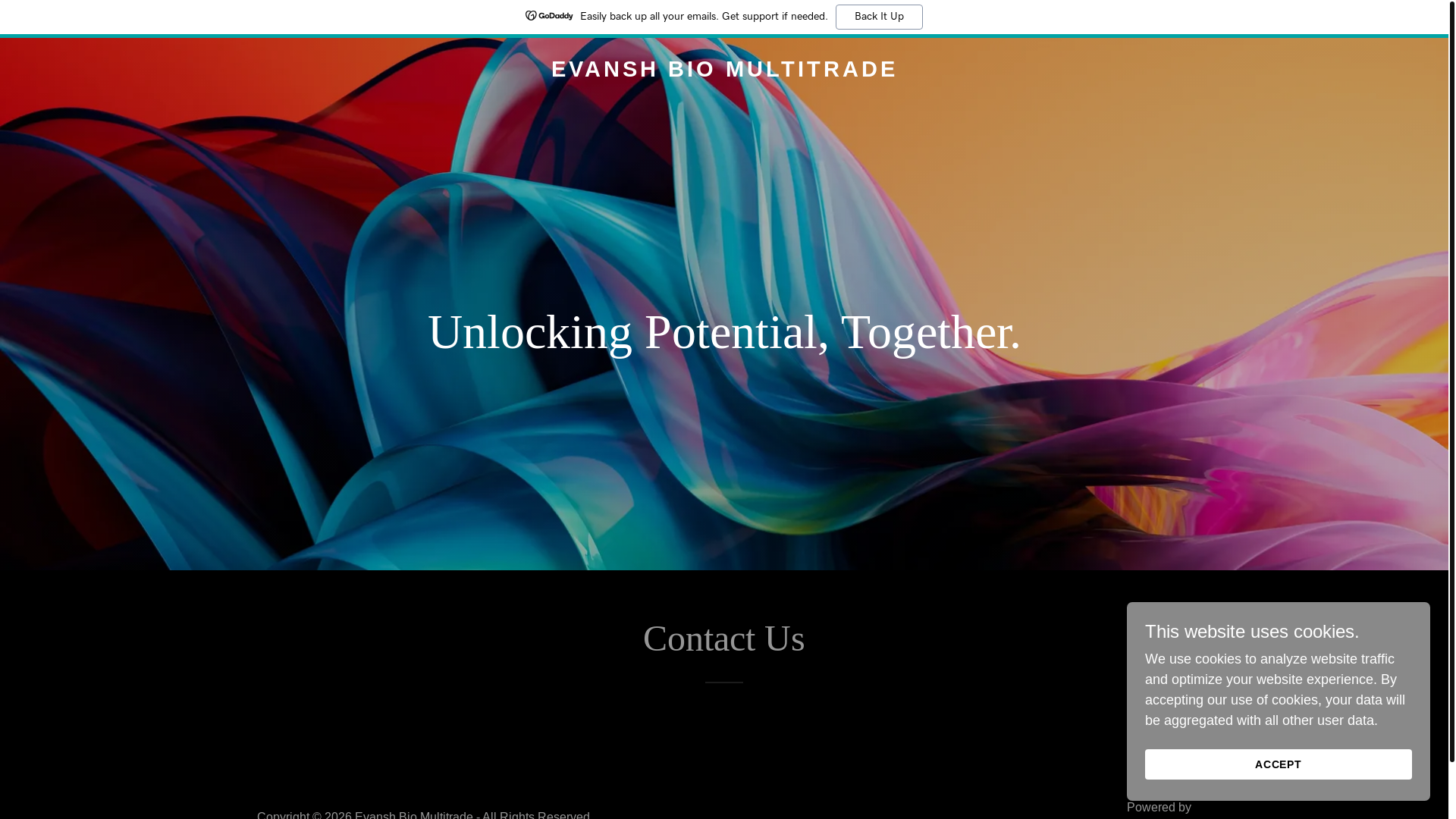 website screenshot of https://evanshbiomultitrade.com/