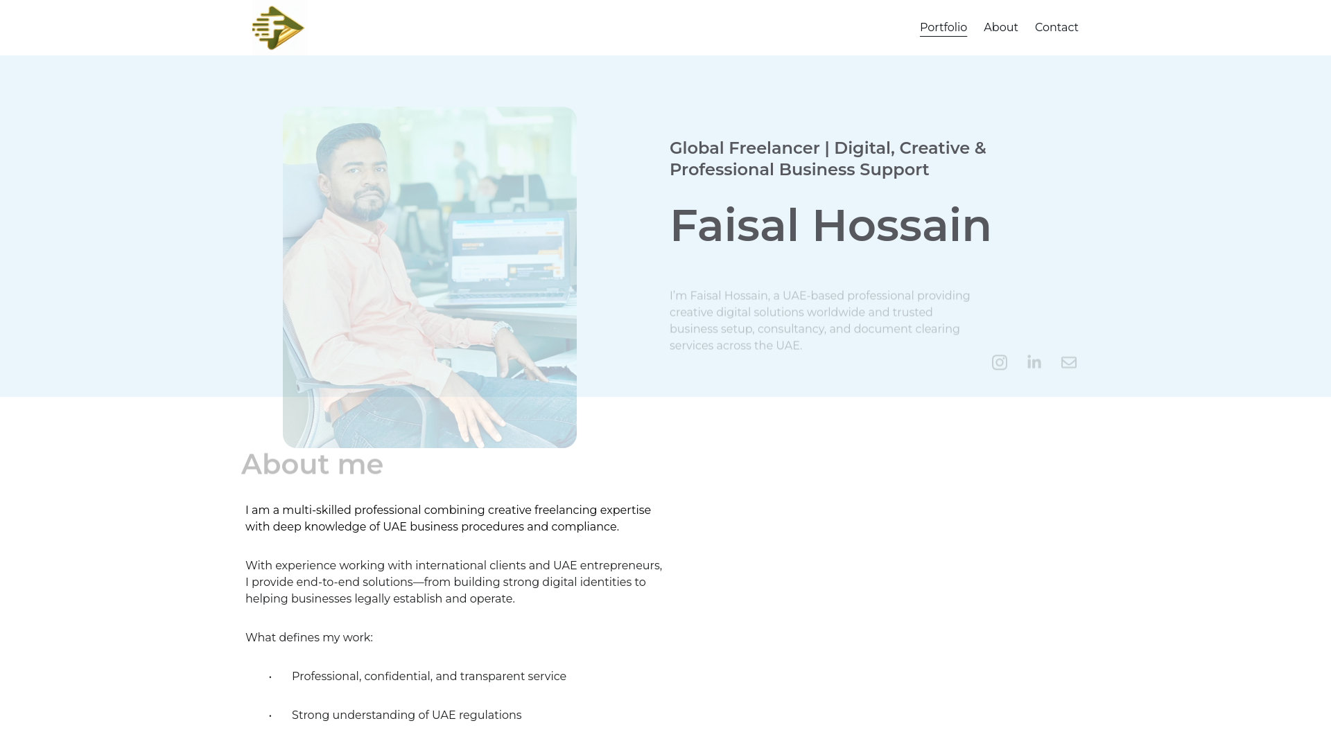website screenshot of https://hossainfaisal.com/