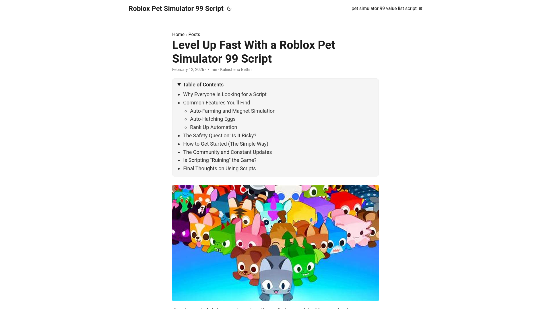 website screenshot of https://roblox-pet-simulator-99-script.pages.dev/