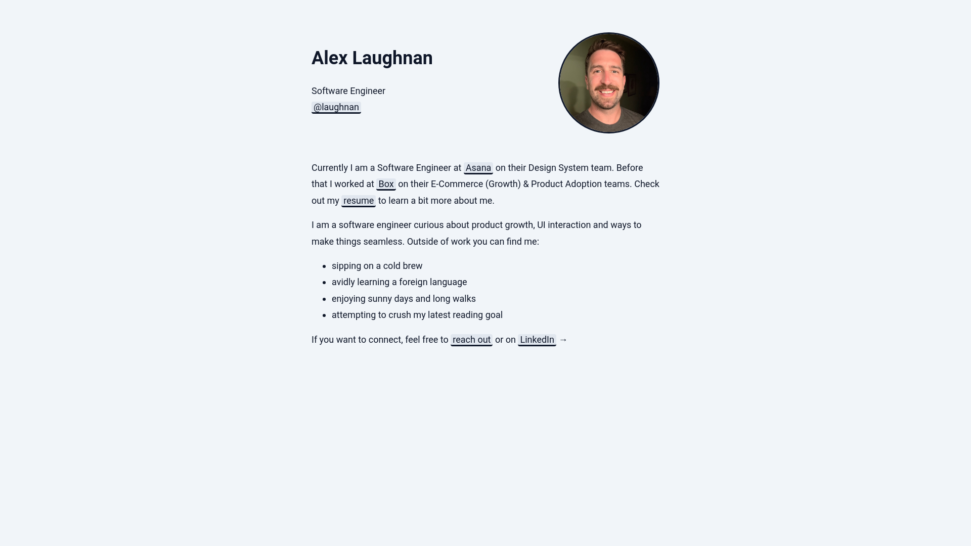 website screenshot of https://alexlaughnan-astro.pages.dev/
