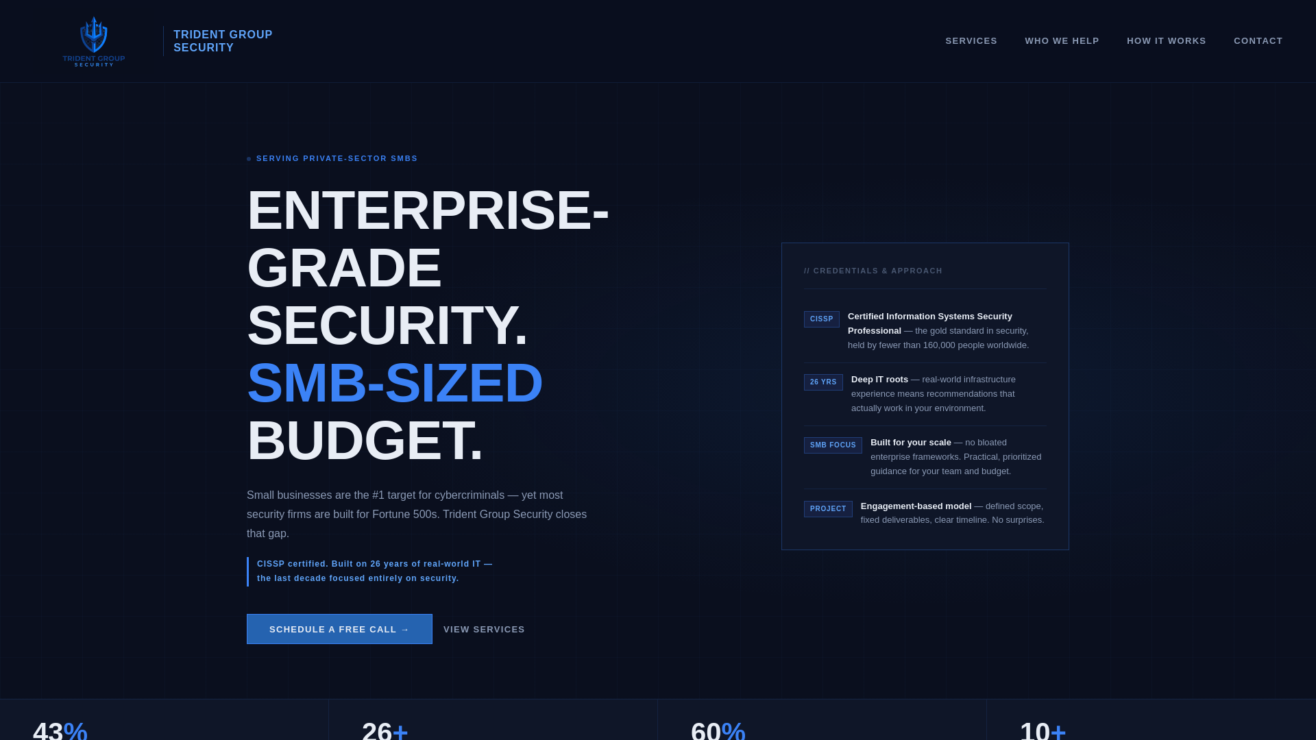 website screenshot of https://tridentgroupsecurity.com/
